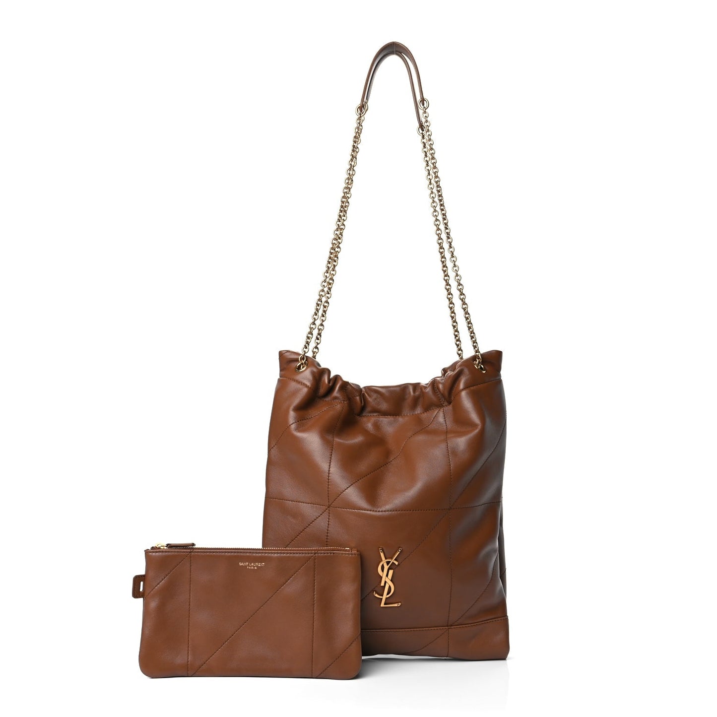 Saint Laurent Lambskin Matelasse Monogram Large Jamie 4.3 Pochon Light Fox