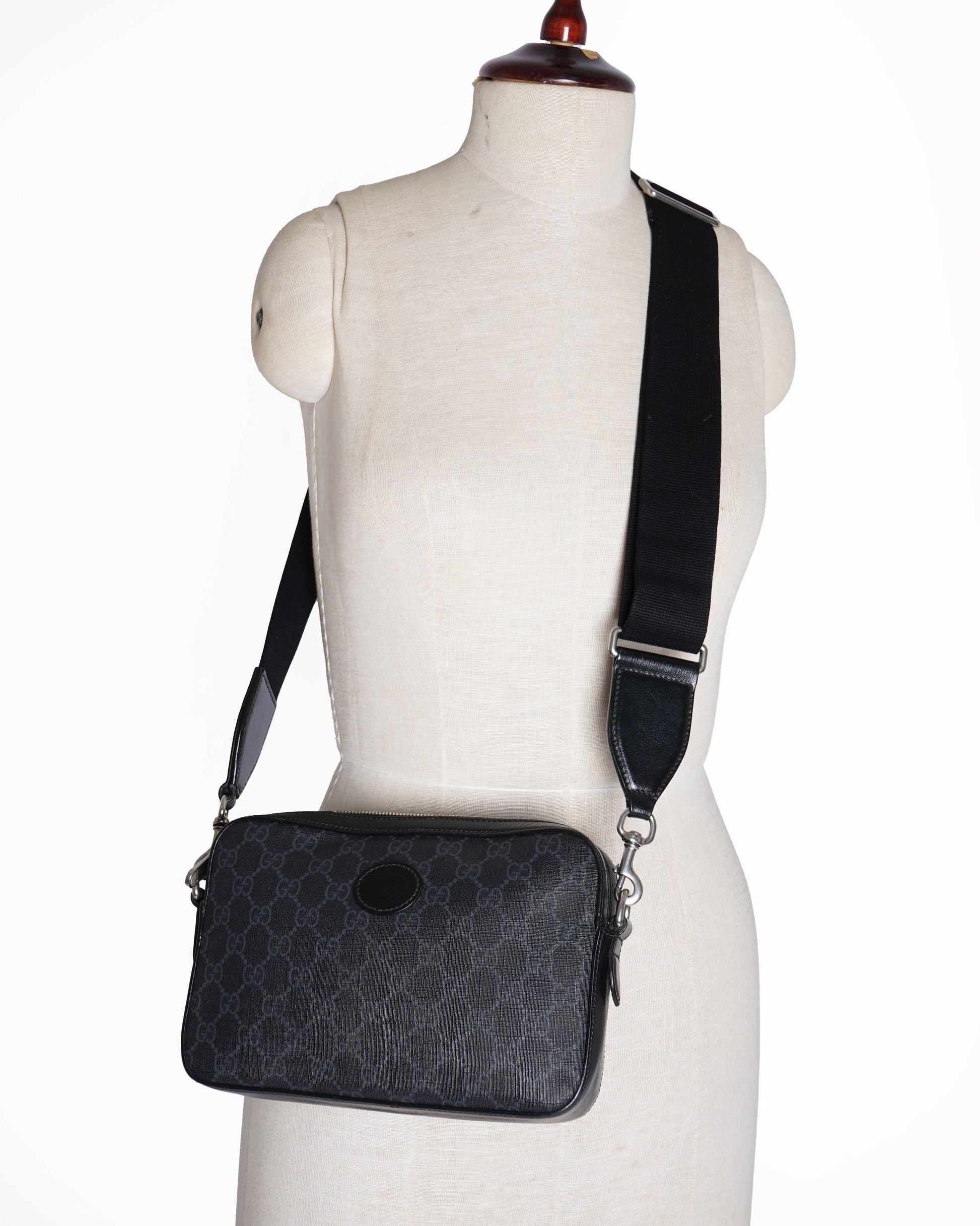 Gucci Lou Monogram Leather Canvas Crossbody