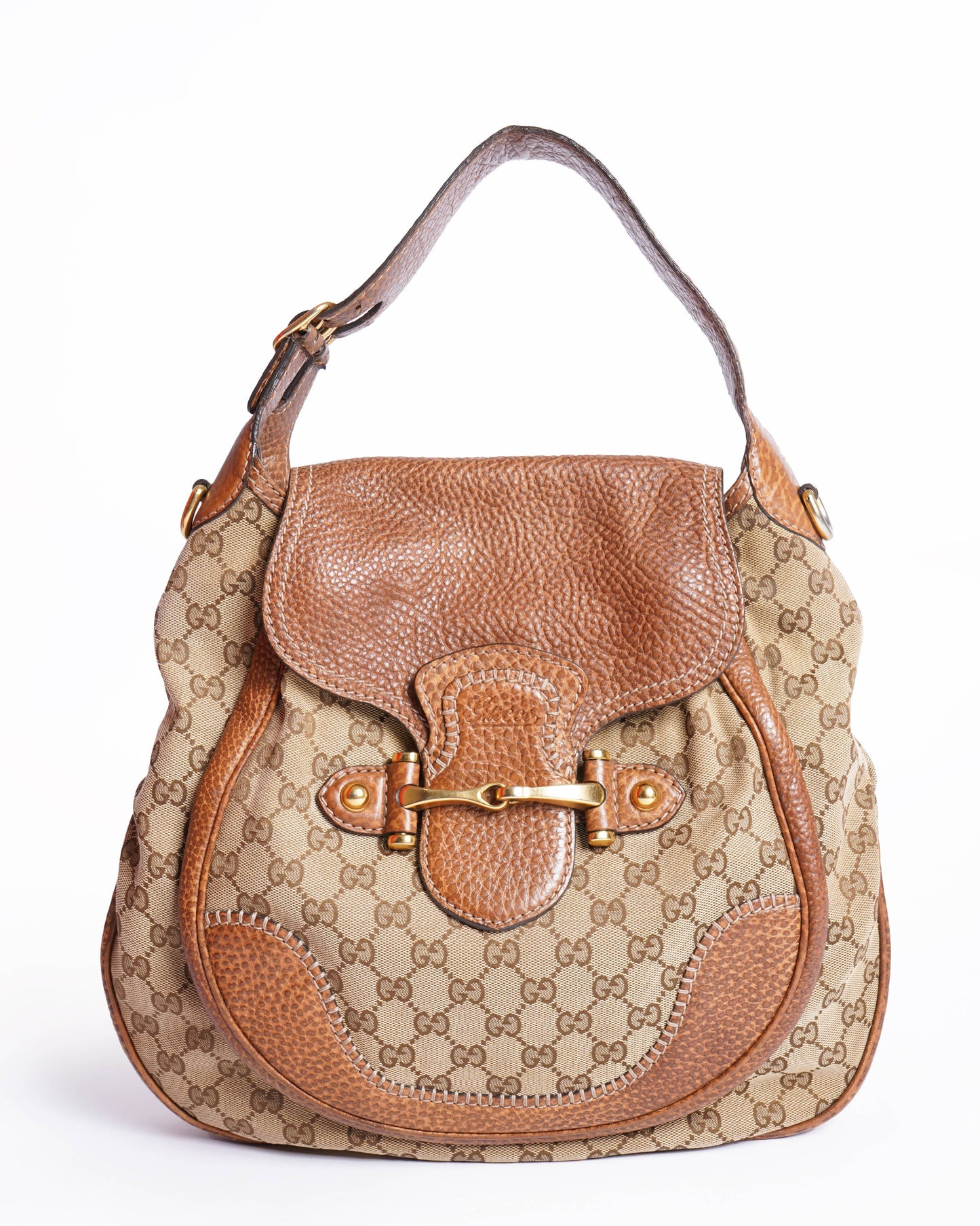 Gucci Lou Monogram Leather Canvas Shoulder Bag