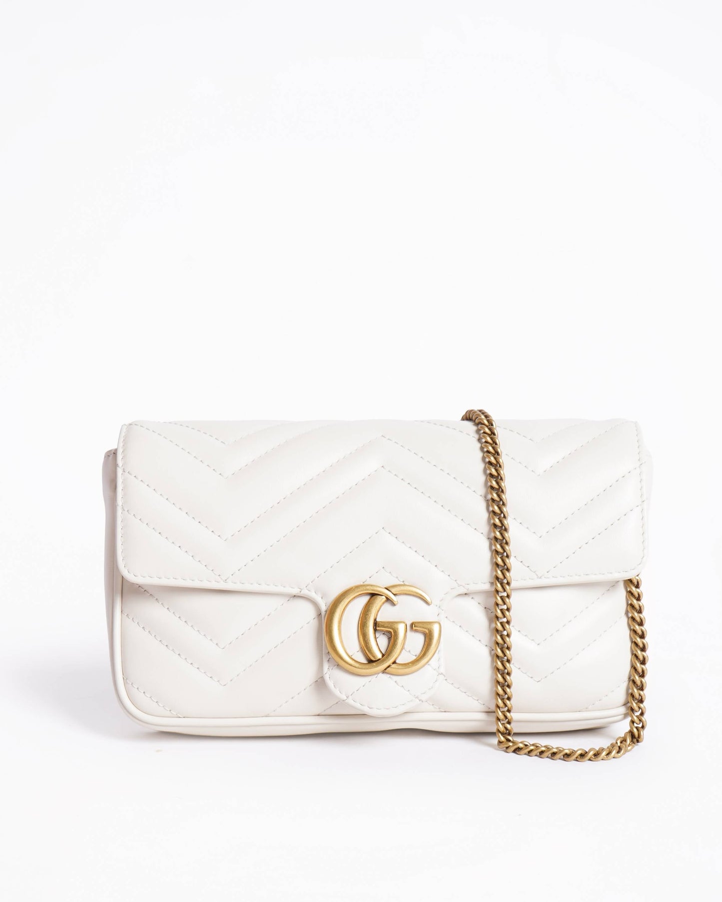 New Gucci Marmont GG Small White MatelassÃ© Crossbody Bag