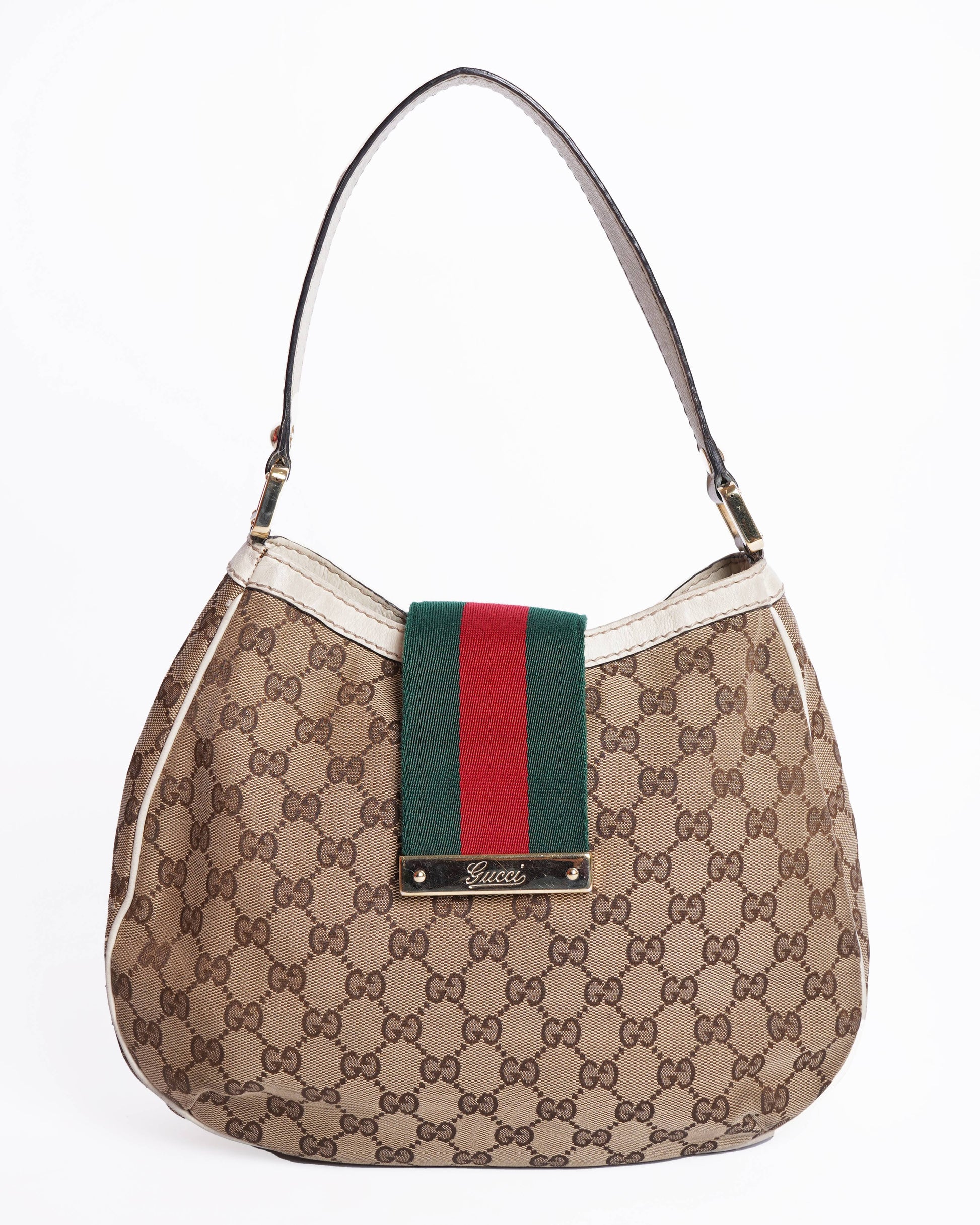 Gucci Monogram Leather Canvas Shoulder Bag