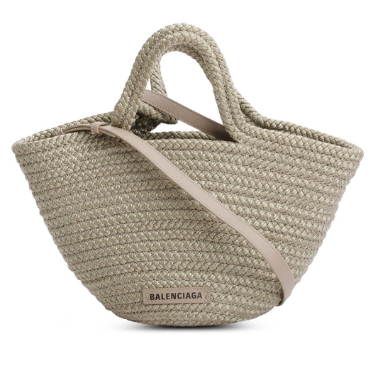 Balenciaga Green Raffia Woven Small Ibiza Basket Bag
