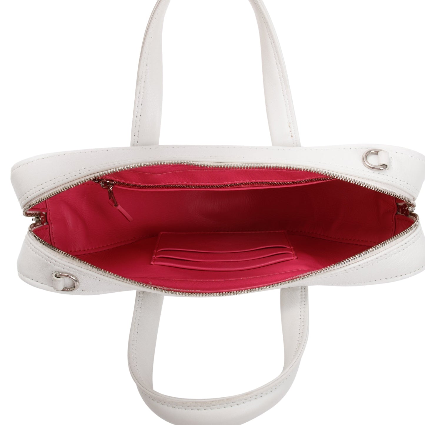 Balenciaga 2020 White Calfskin Leather Triangle S Duffle Bag