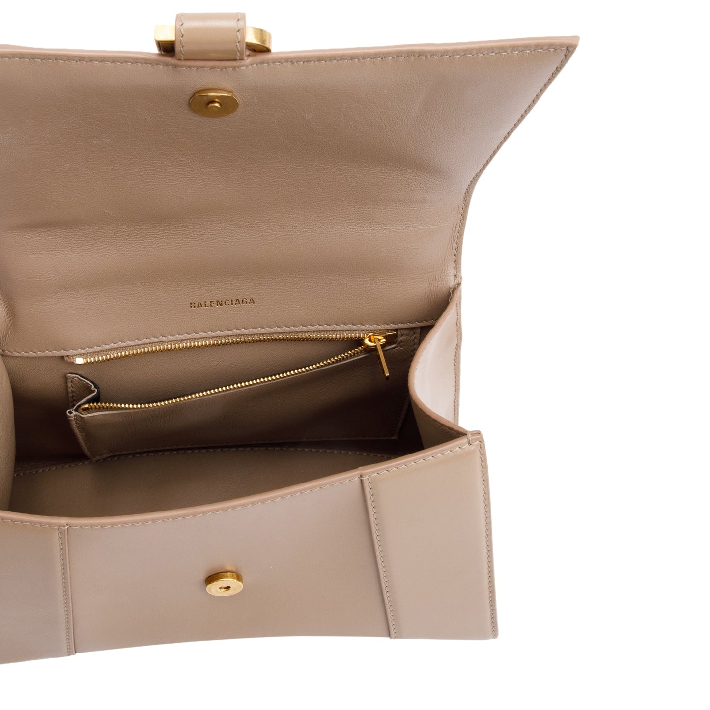 Balenciaga Beige Leather Small Hourglass Top Handle Bag