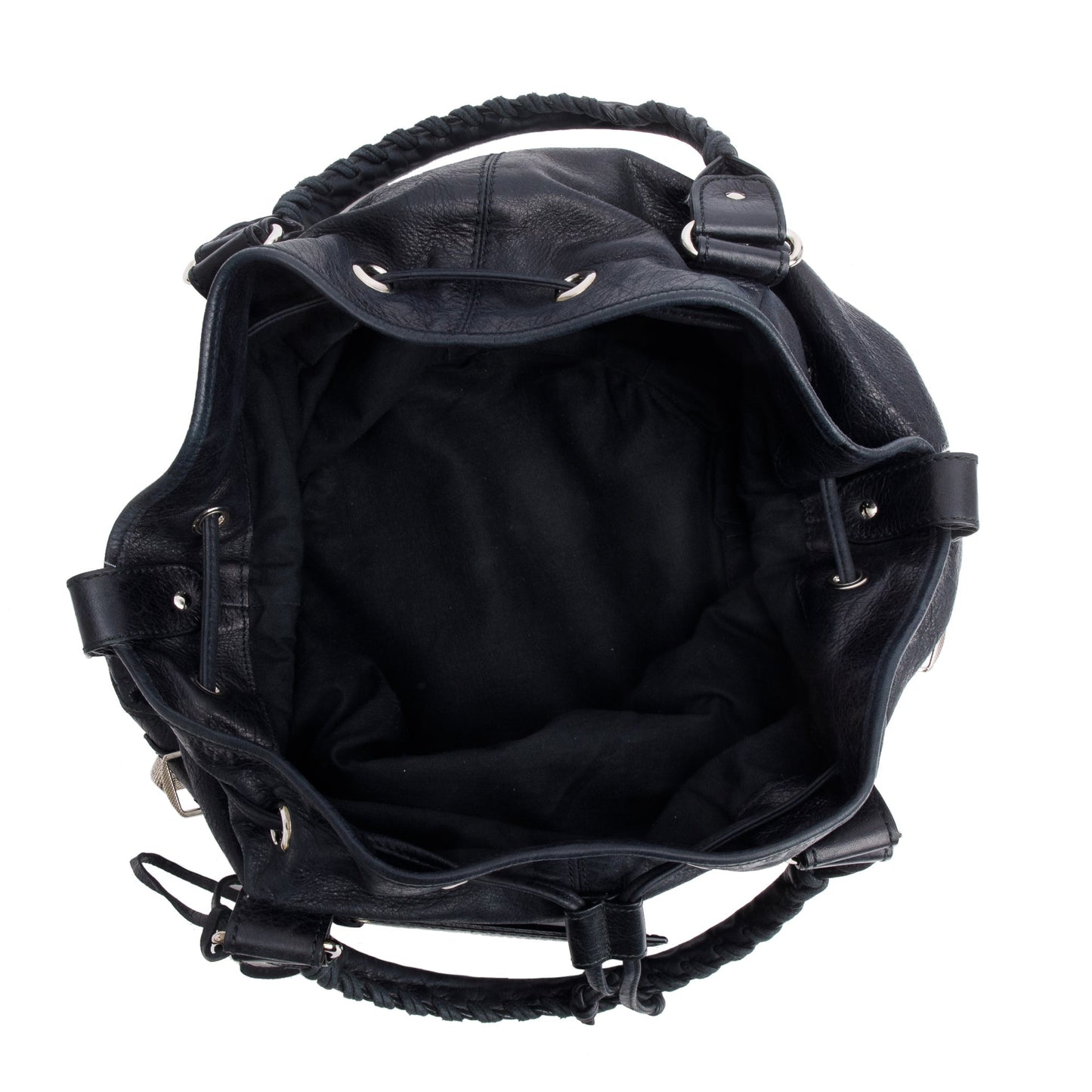 Balenciaga Black Agneau Leather Motocross Giant 12 Large Pom Pom Bag