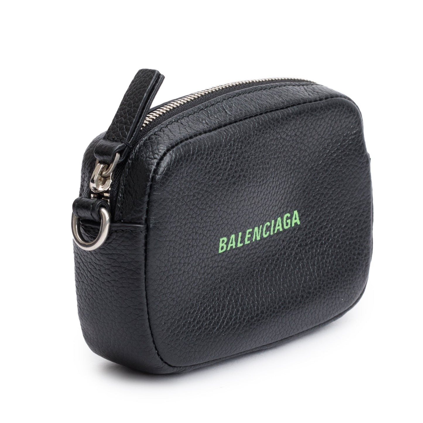 Balenciaga Black Calfskin Leather Logo Mini Cash Crossbody