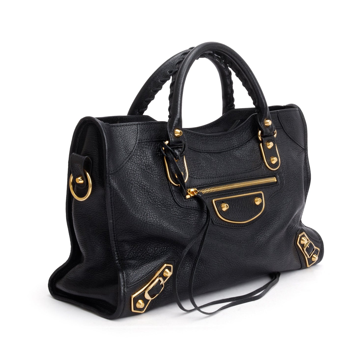 Balenciaga Black Chevre Leather Metallic Edge City Bag