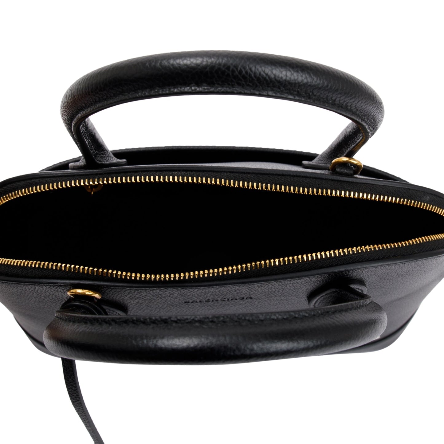 Balenciaga Black Grained Calfskin Leather Ville S Top Handle Bag