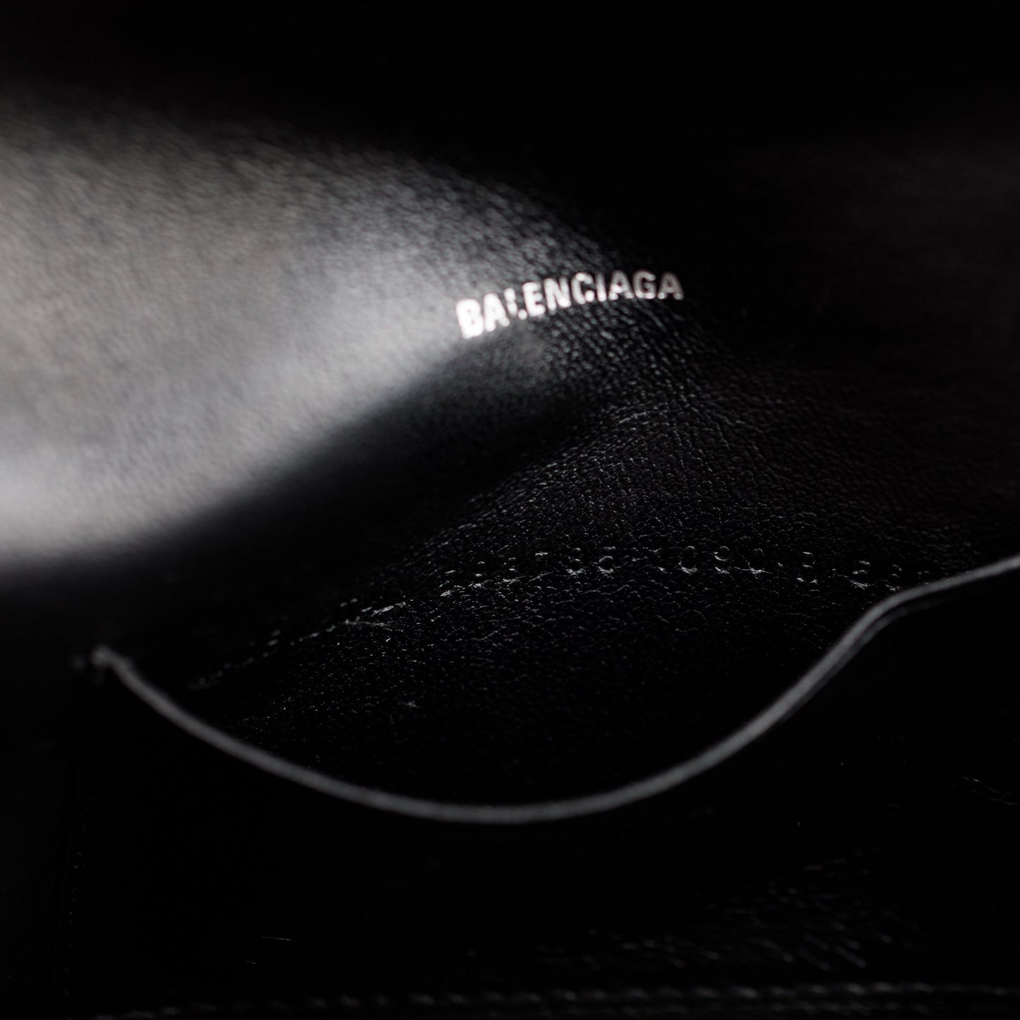 Balenciaga Black Leather Phone Holder Wallet on Chain
