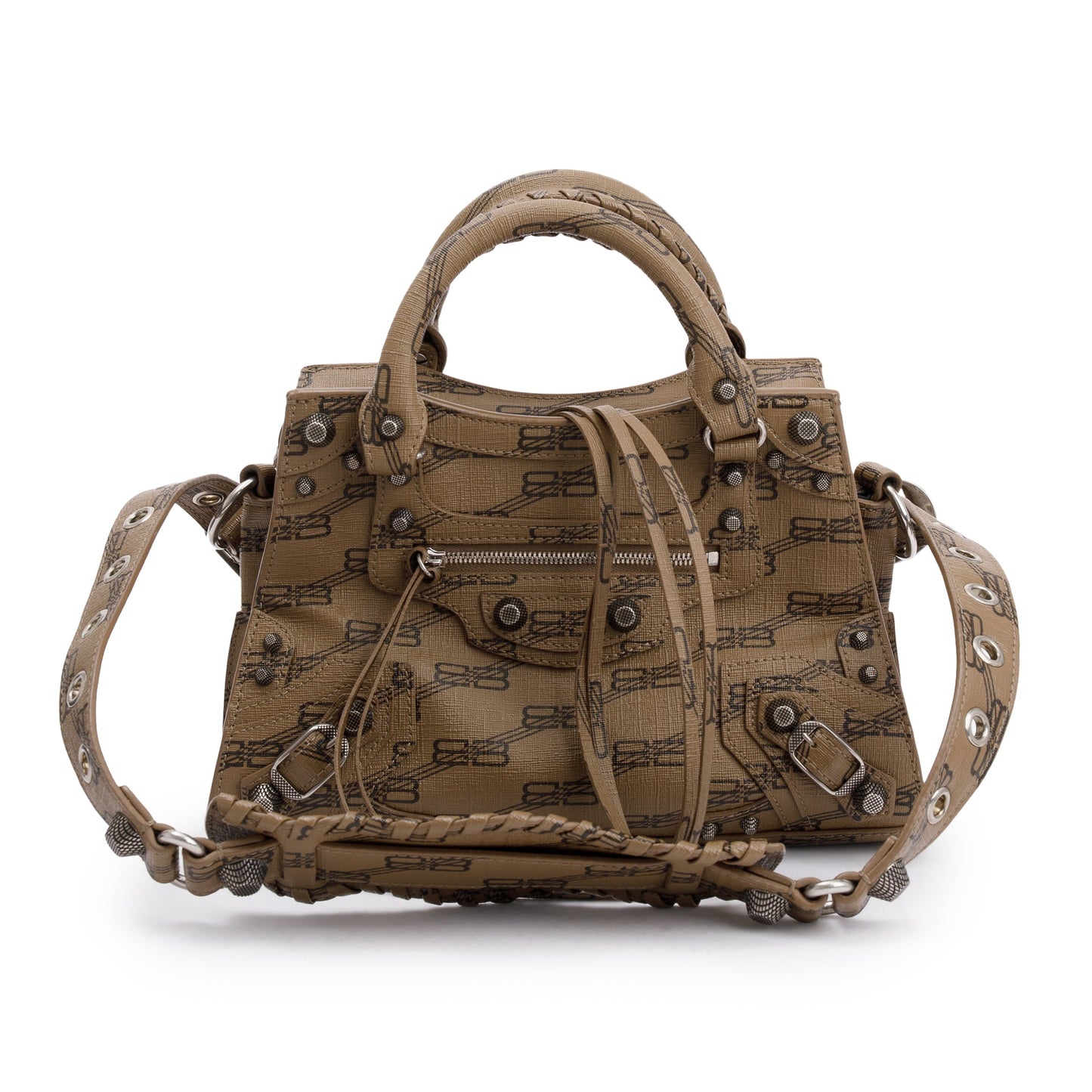Balenciaga Brown BB Monogram Canvas Neo Cagole Classic XS City Bag