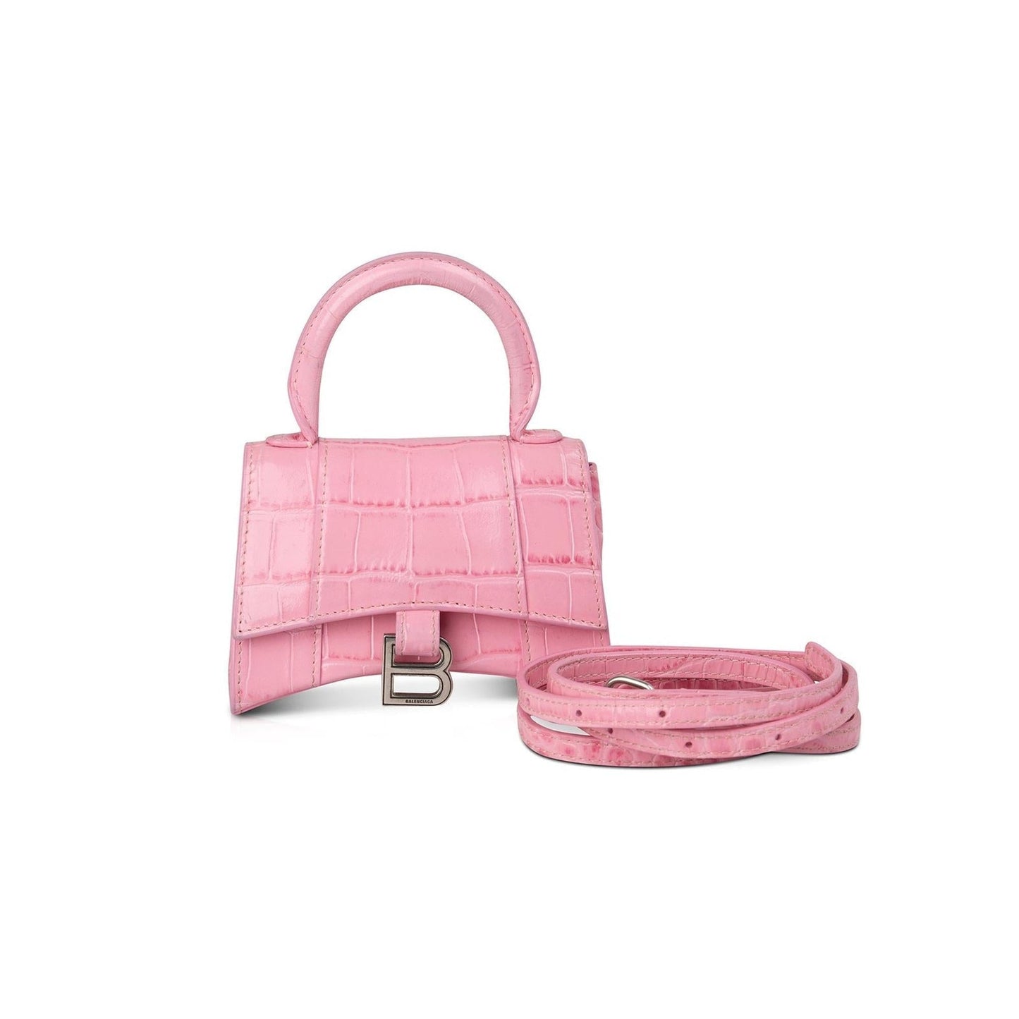 Balenciaga Croc-Embossed Mini Hourglass Bag