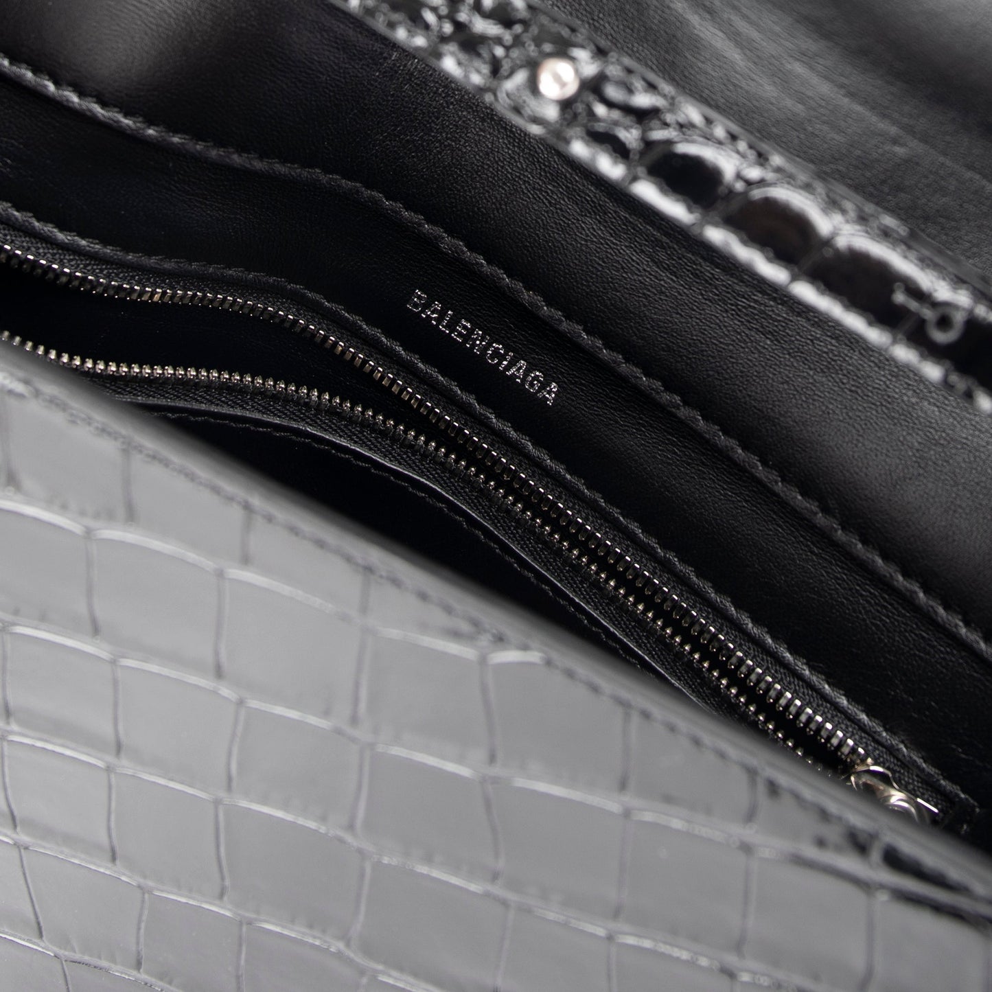 Balenciaga Croc-Embossed Triangle Bag