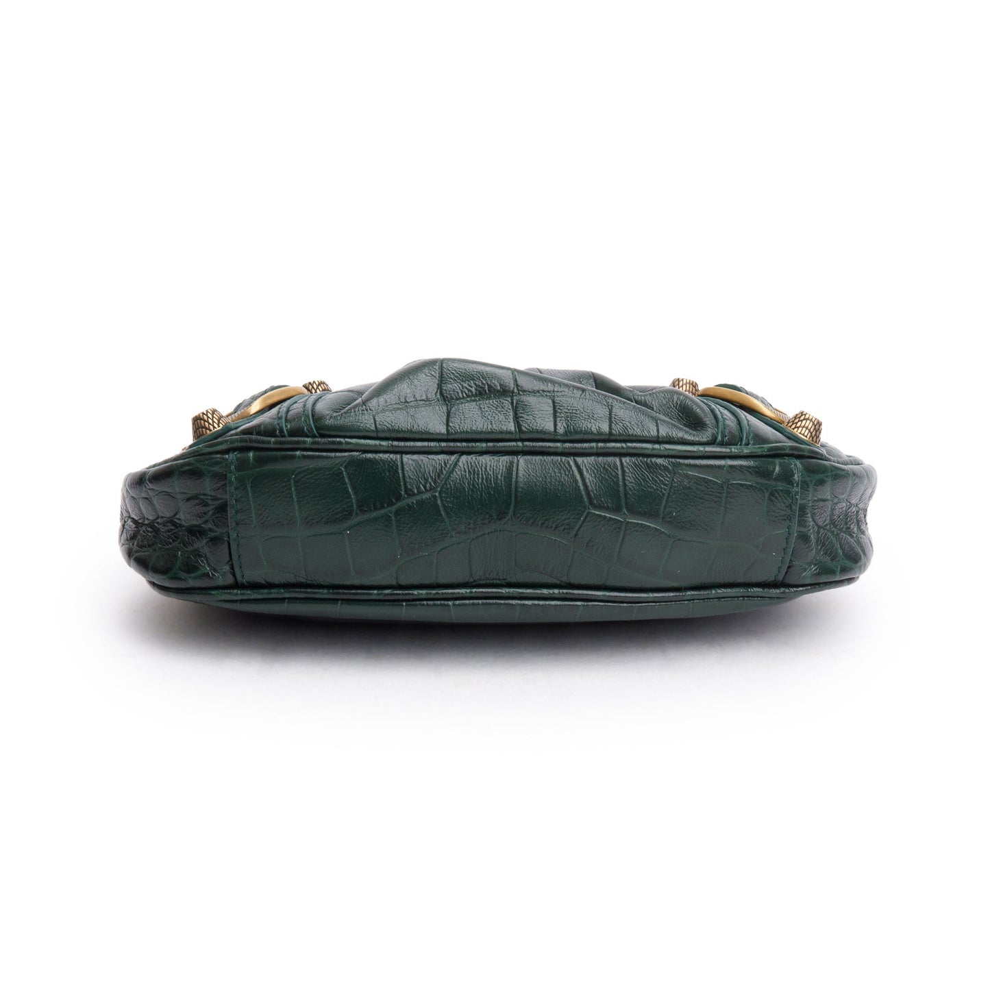 Balenciaga Green Crocodile Embossed Leather Mini Le Cagole Crossbody with Chain