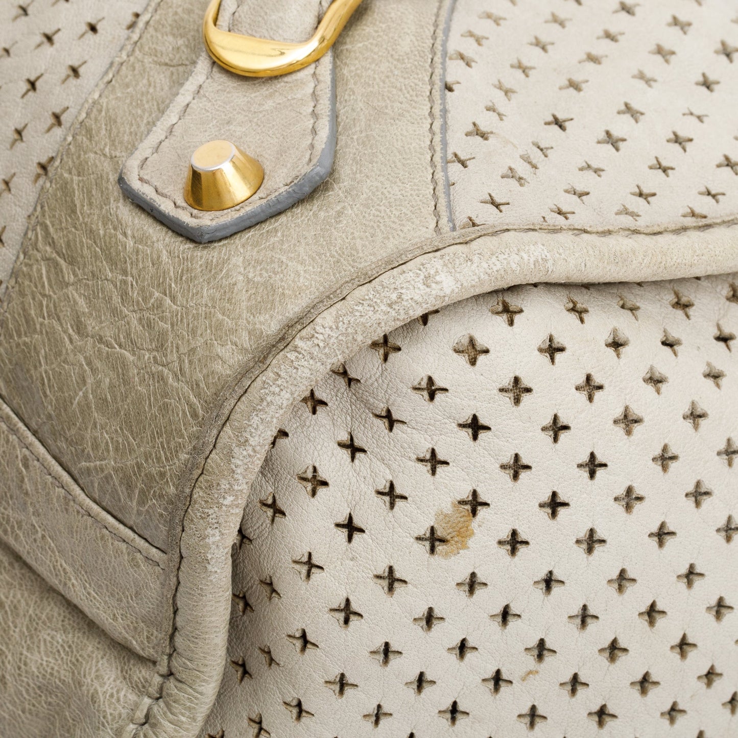 Balenciaga Grey Agneau Leather Laser Cut Cross Classic City Bag