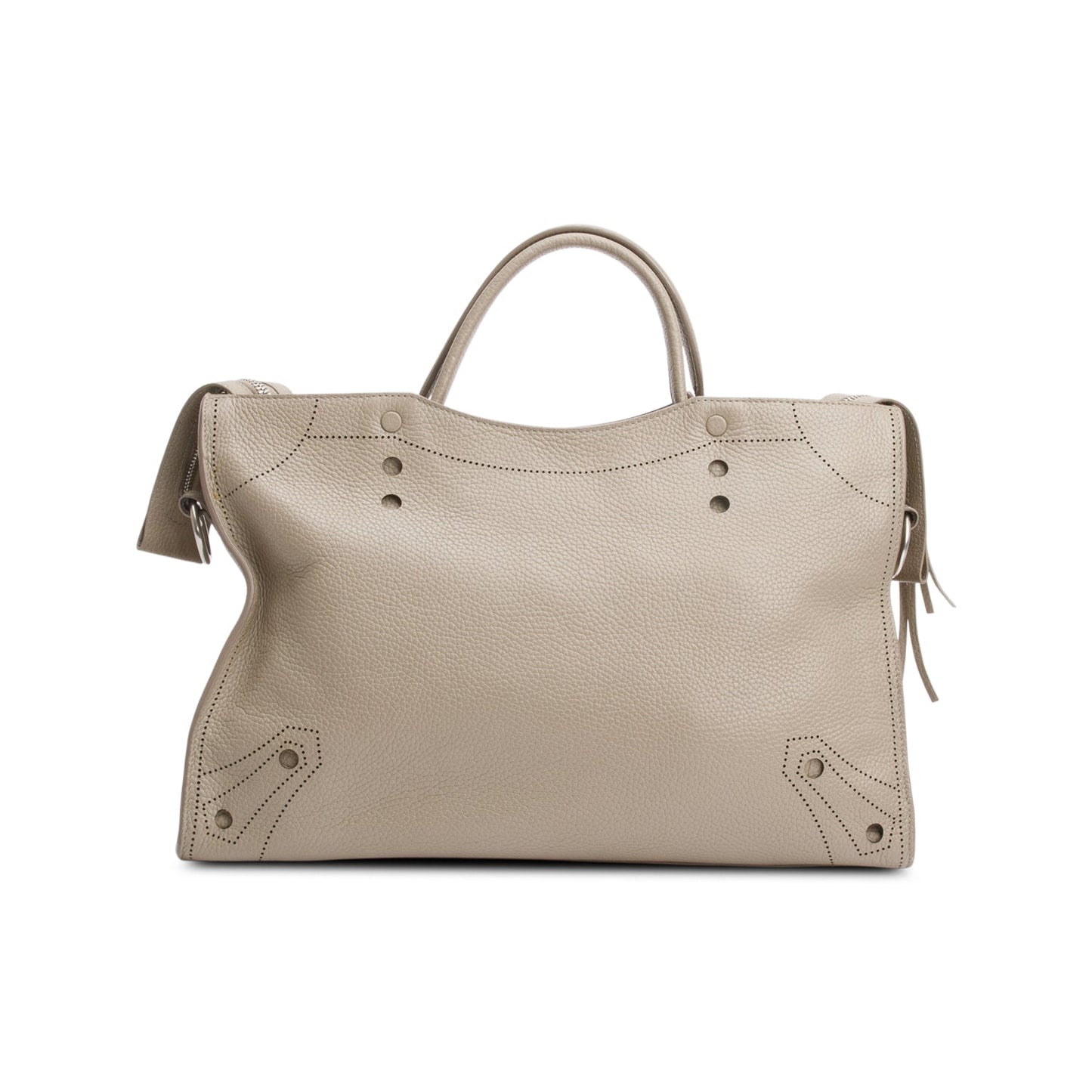Balenciaga Grey Agneau Perforated Leather Blackout City Bag
