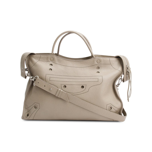 Balenciaga Grey Agneau Perforated Leather Blackout City Bag