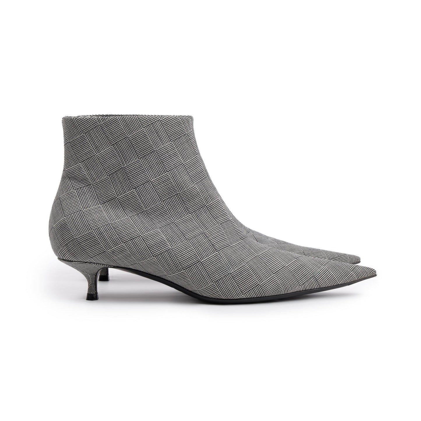Balenciaga Grey Checked Wool Knife Pointy Toe Ankle Boots, Size 35.5