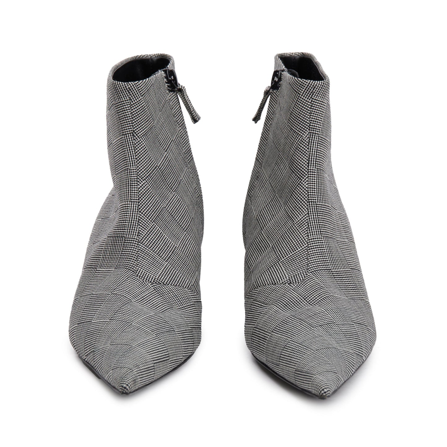 Balenciaga Grey Checked Wool Knife Pointy Toe Ankle Boots, Size 35.5