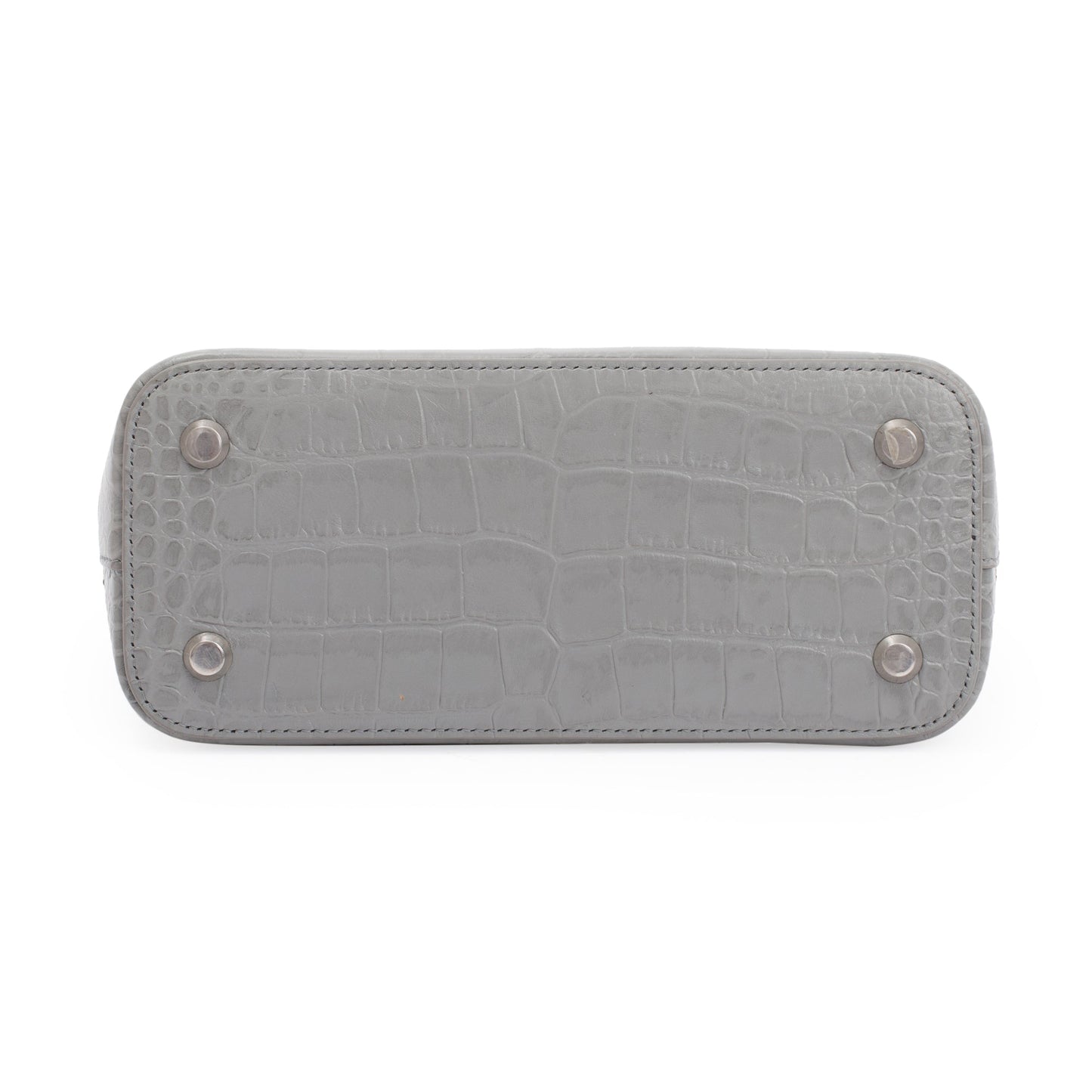 Balenciaga Grey Croc Embossed Ville S Top Handle Bag