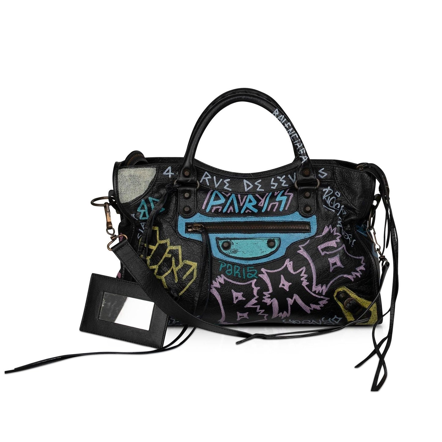 Balenciaga Medium Graffiti Motocross Classic City Bag