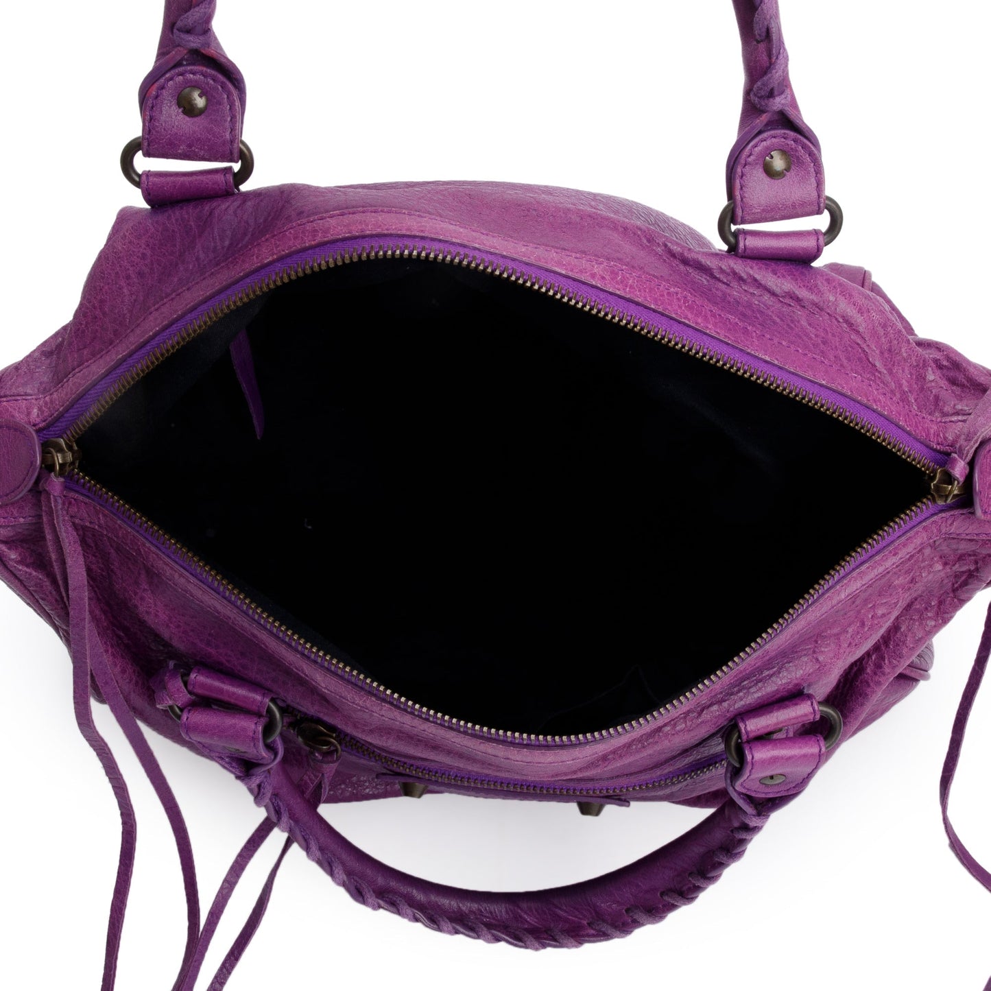 Balenciaga Purple Leather Polly Boston Bag