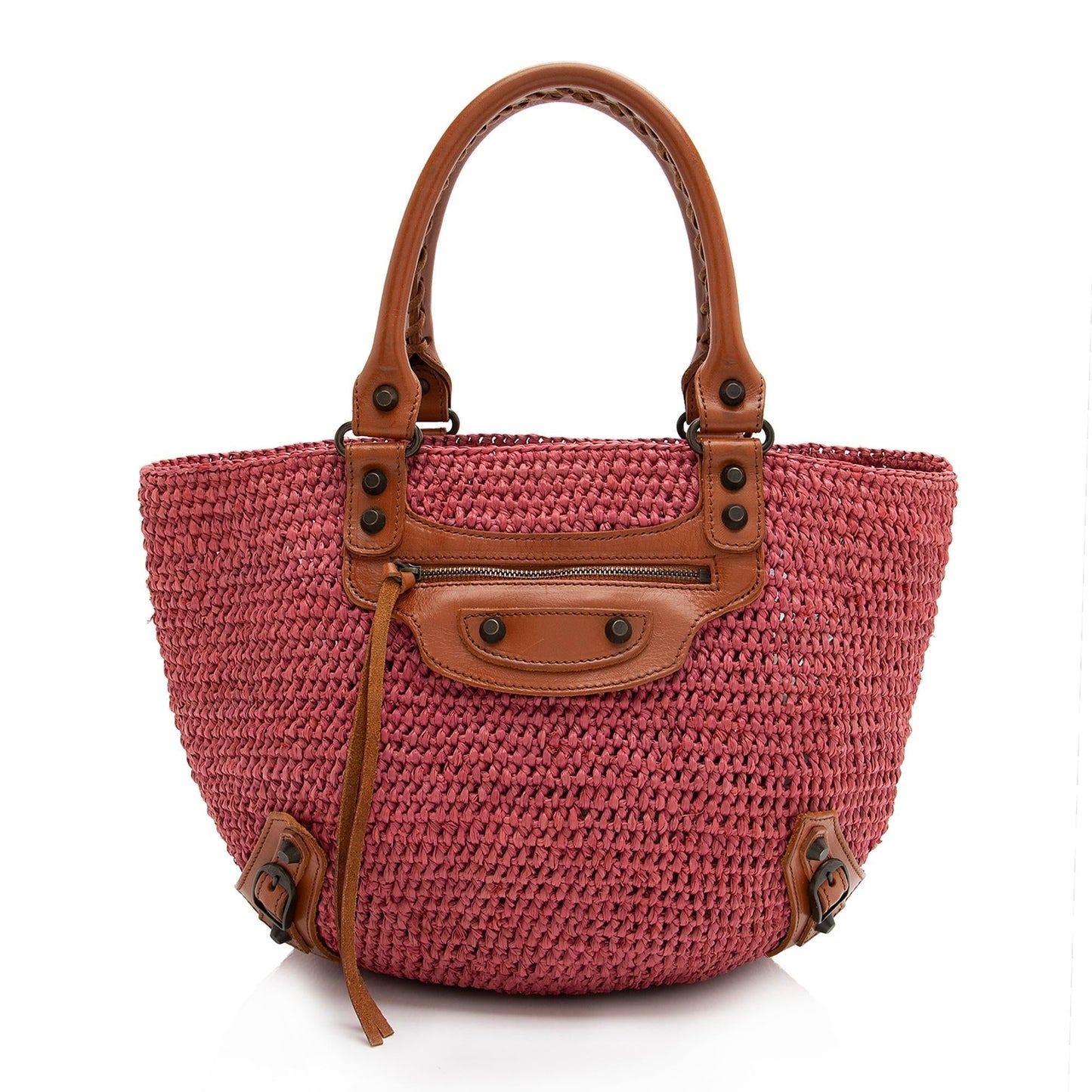 Luxury Balenciaga Trending 2026 Raffia Motocross Classic Panier Small Tote (SHF-23349)