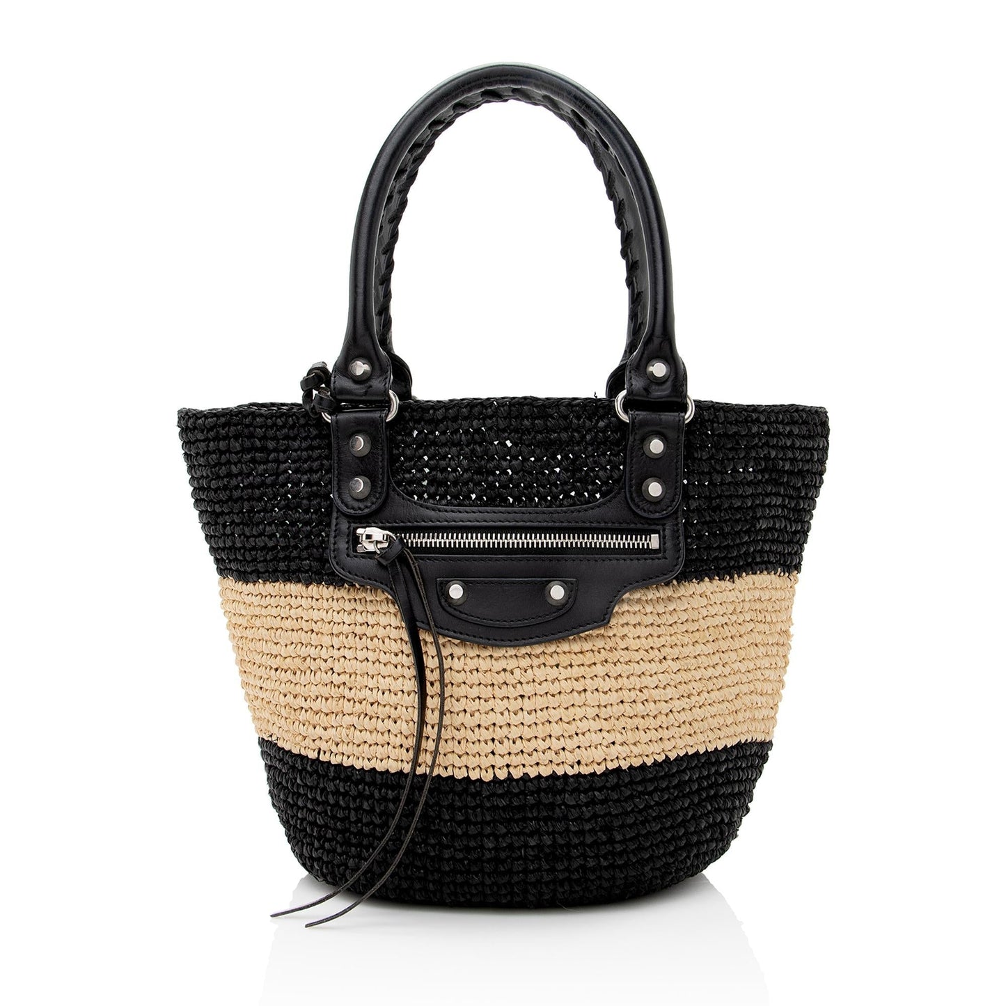 Luxury Balenciaga Trending 2026 Raffia Striped Panier XS Tote (SHF-22896)