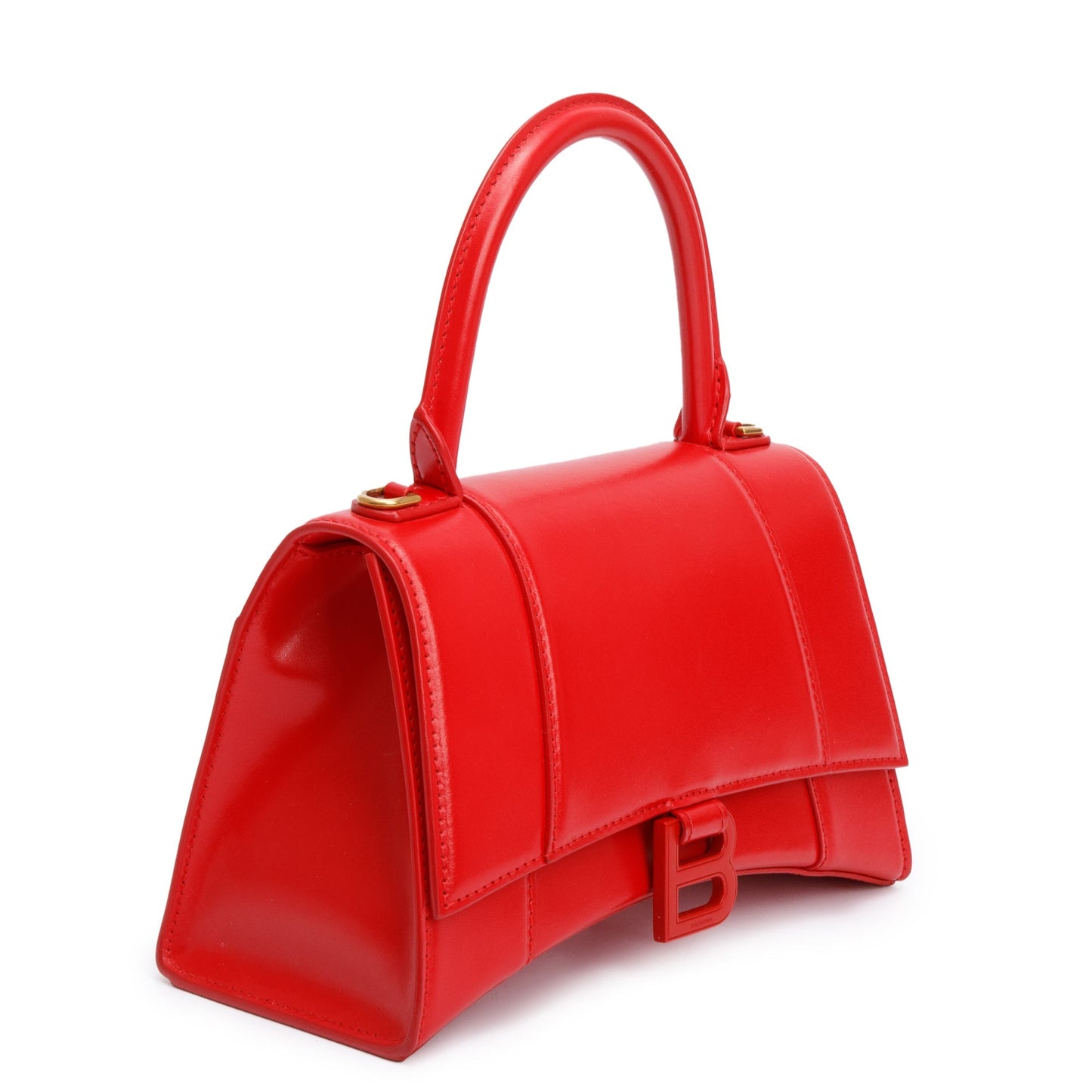 Balenciaga Red Smooth Leather Small Hourglass Top Handle Bag