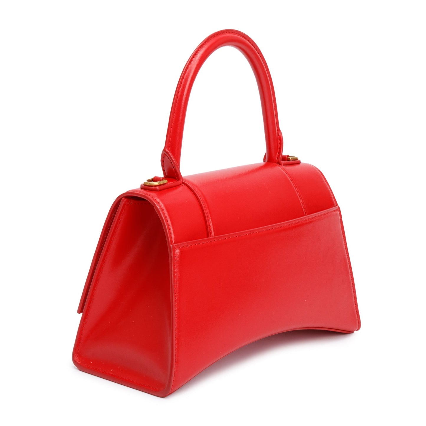 Balenciaga Red Smooth Leather Small Hourglass Top Handle Bag
