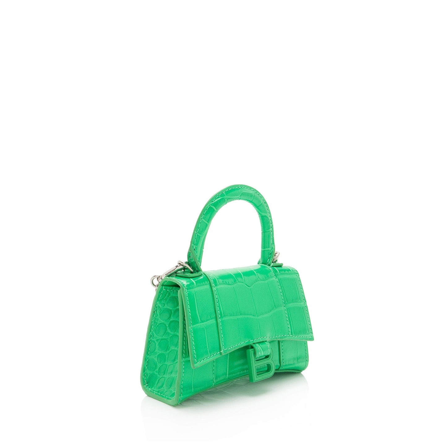 Luxury Balenciaga Trending 2026 Shiny Croc Embossed Calfskin Hourglass Super Nano Top Handle (SHF-c6OAtN)