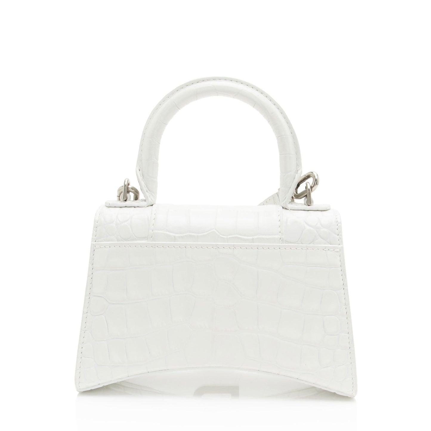 Luxury Balenciaga Trending 2026 Shiny Croc Embossed Calfskin Hourglass XS Top Handle (SHF-phP4Bs)