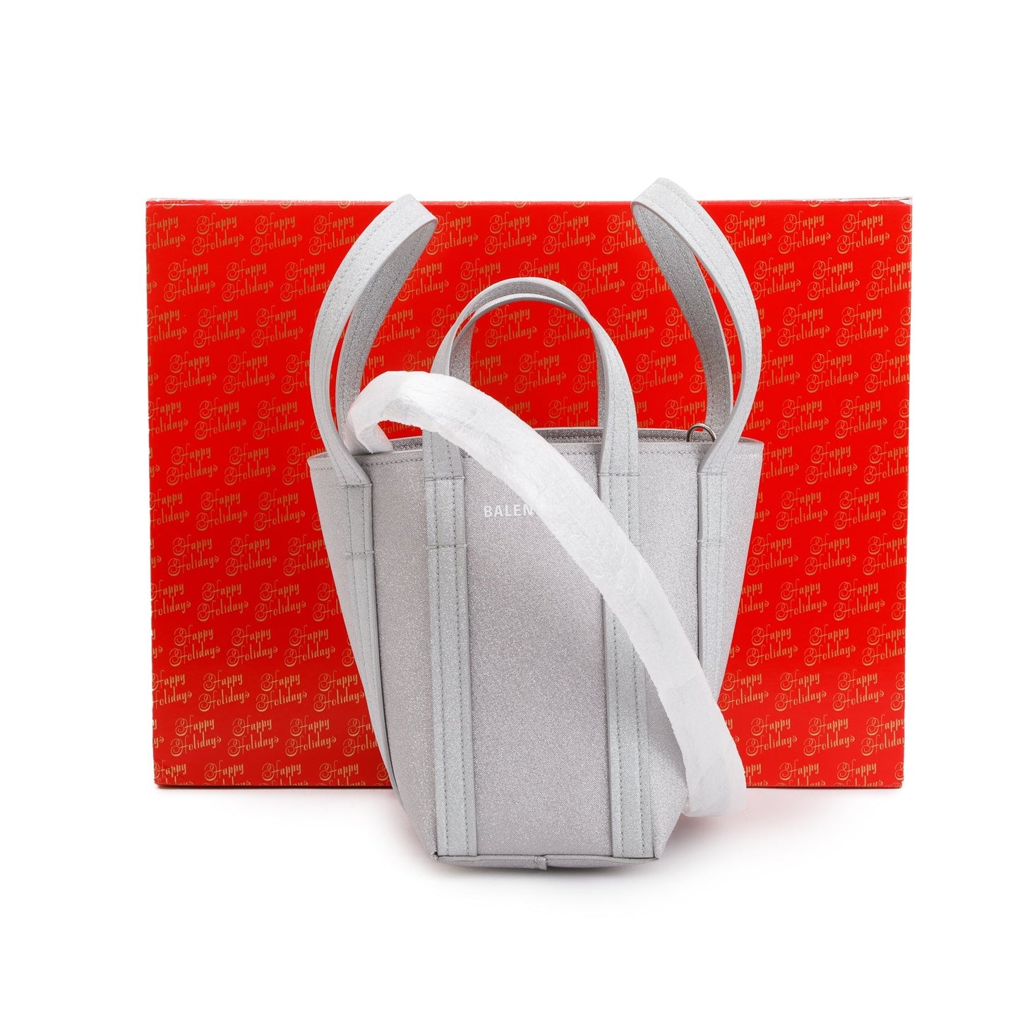 Balenciaga Silver Sparkling Fabric Everyday XS North-South Tote