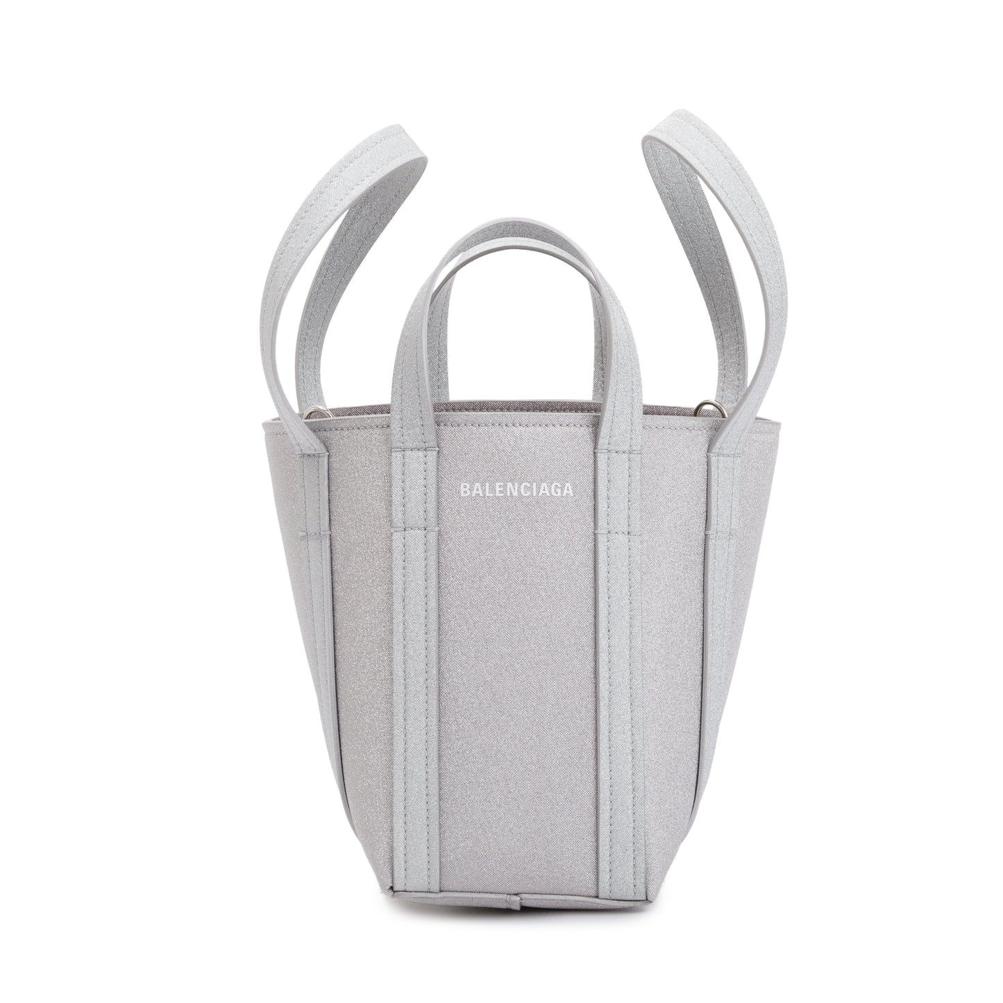 Balenciaga Silver Sparkling Fabric Everyday XS North-South Tote