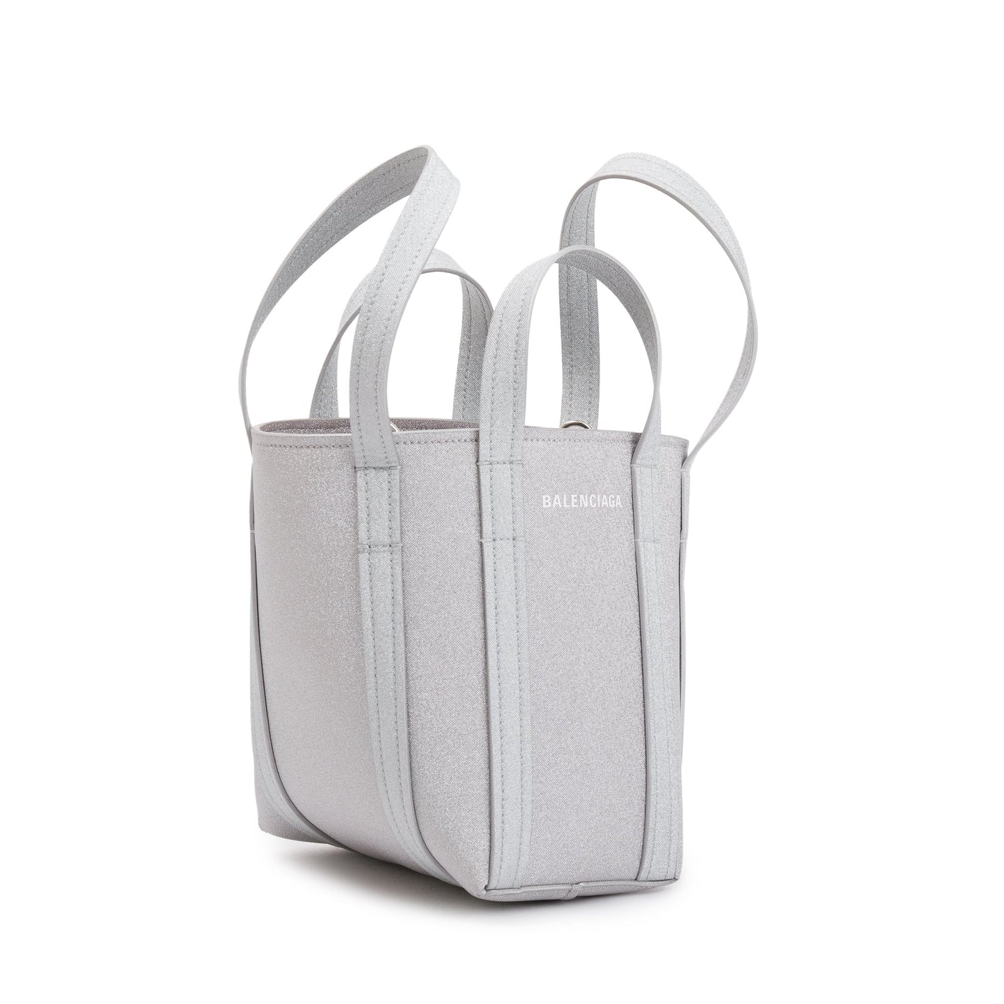 Balenciaga Silver Sparkling Fabric Everyday XS North-South Tote