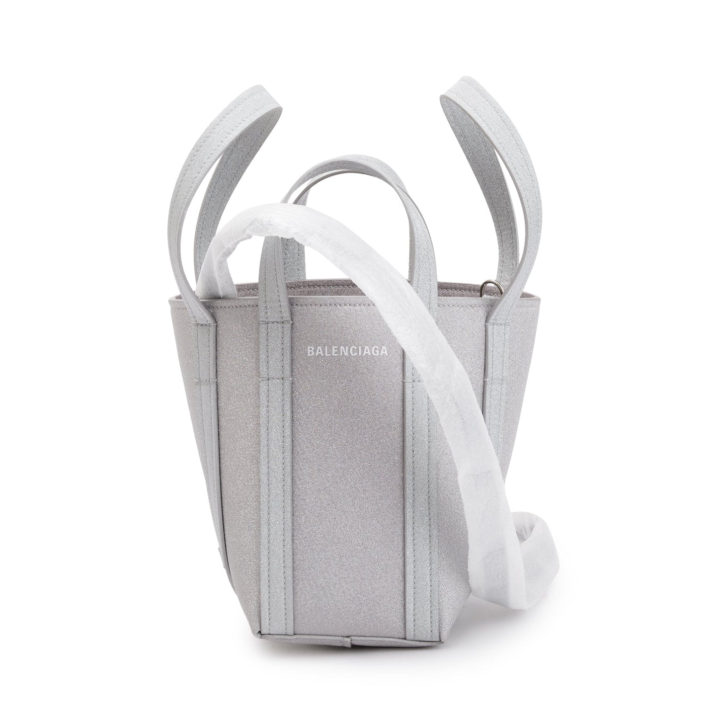 Balenciaga Silver Sparkling Fabric Everyday XS North-South Tote