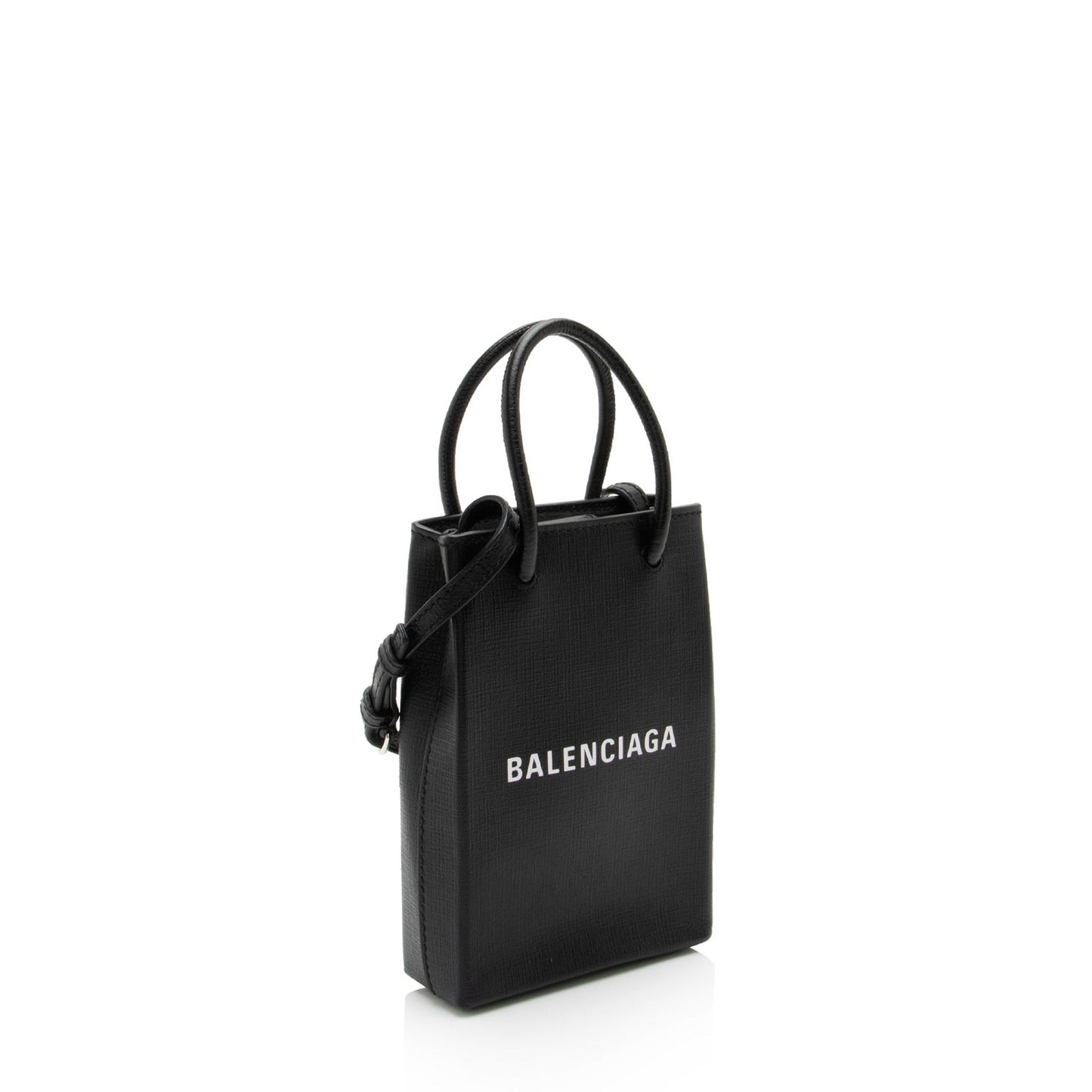 Luxury Balenciaga Trending 2026 Textured Calfskin Phone Holder Crossbody (SHF-vPnMbh)