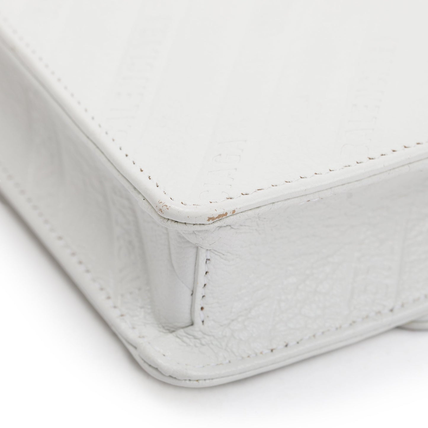 Balenciaga White Calfskin Leather BB Wallet on Chain