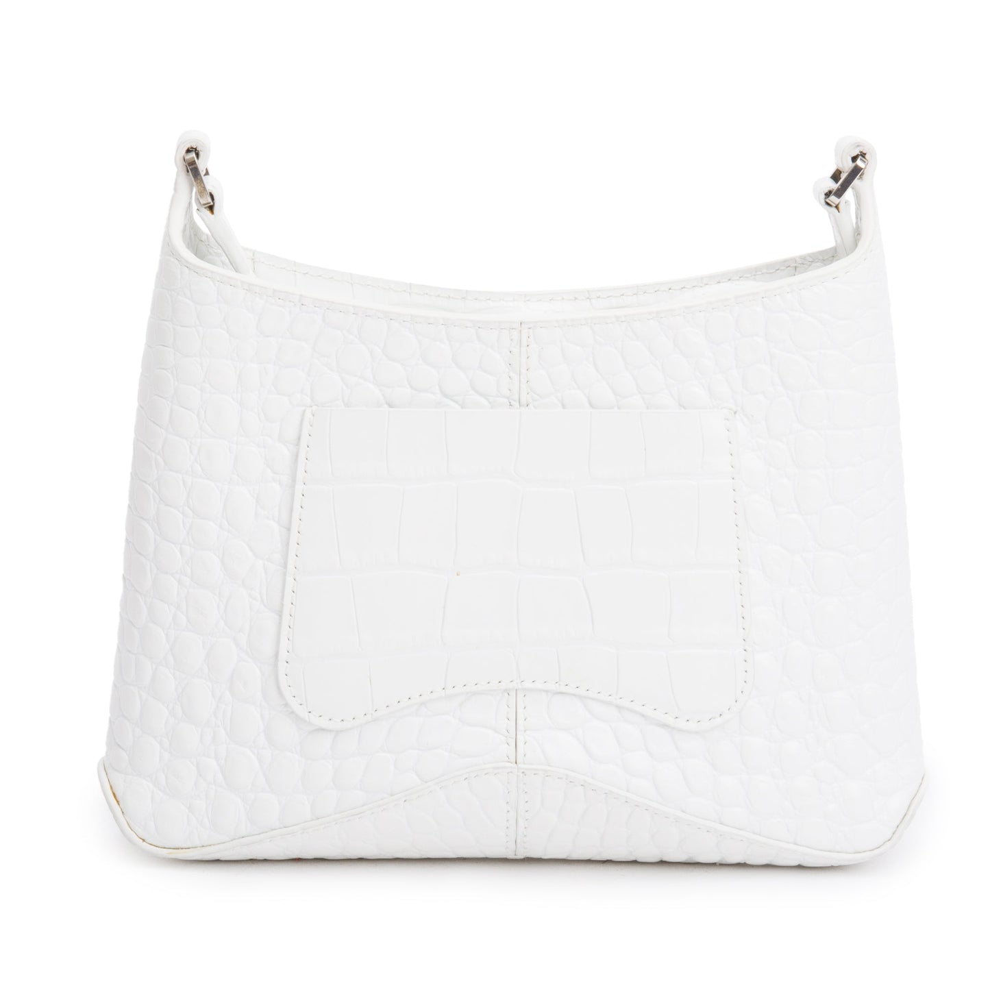 Balenciaga White Croc-Embossed Leather Xx Small Hobo Bag