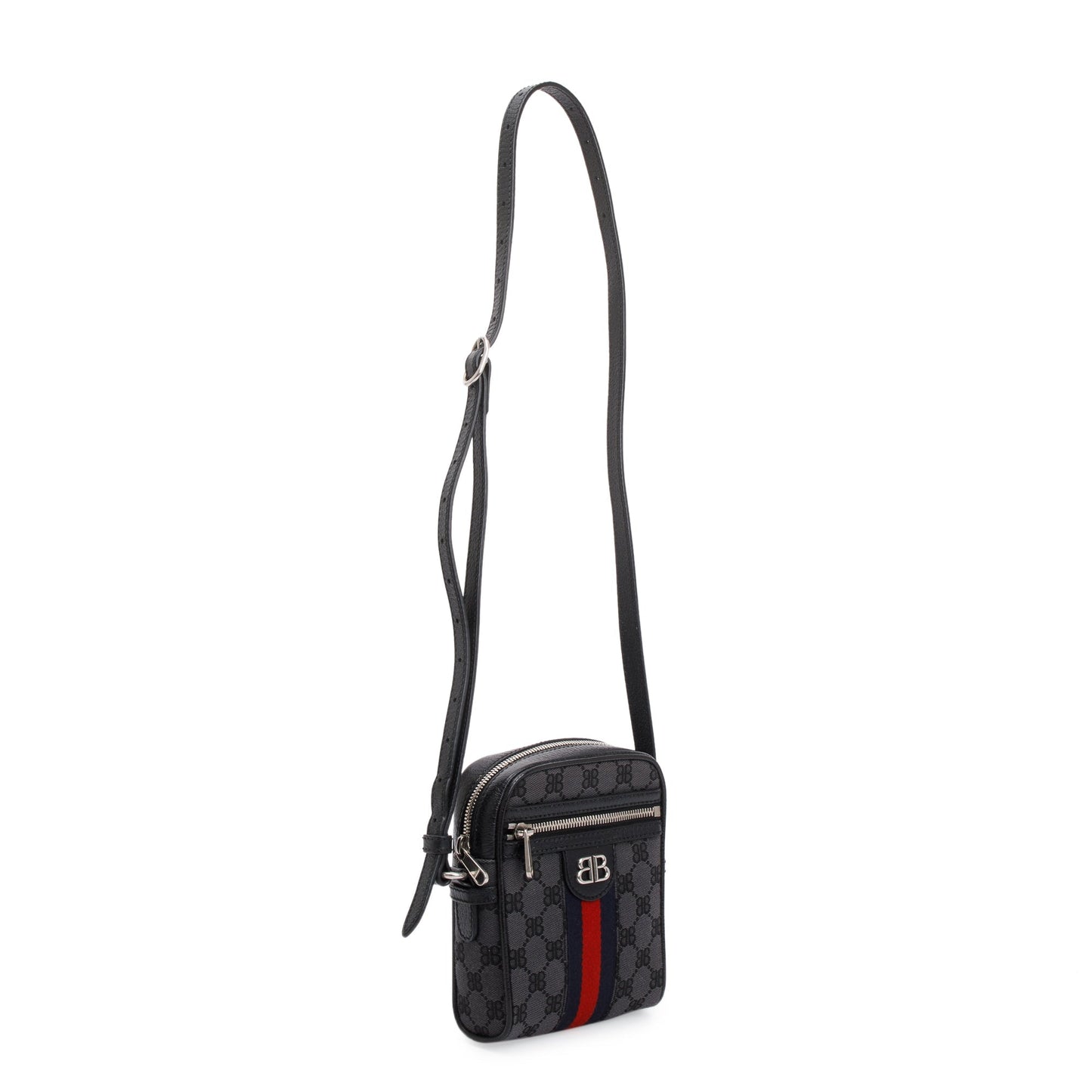 Balenciaga X Gucci The Hacker Project Black BB Supreme Canvas Web Mini Crossbody Bag