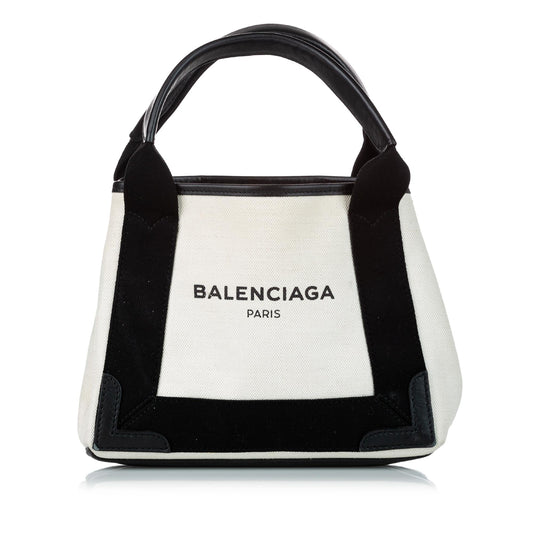 Luxury Balenciaga Trending 2026 XS Navy Cabas Canvas Satchel (SHG-30718)