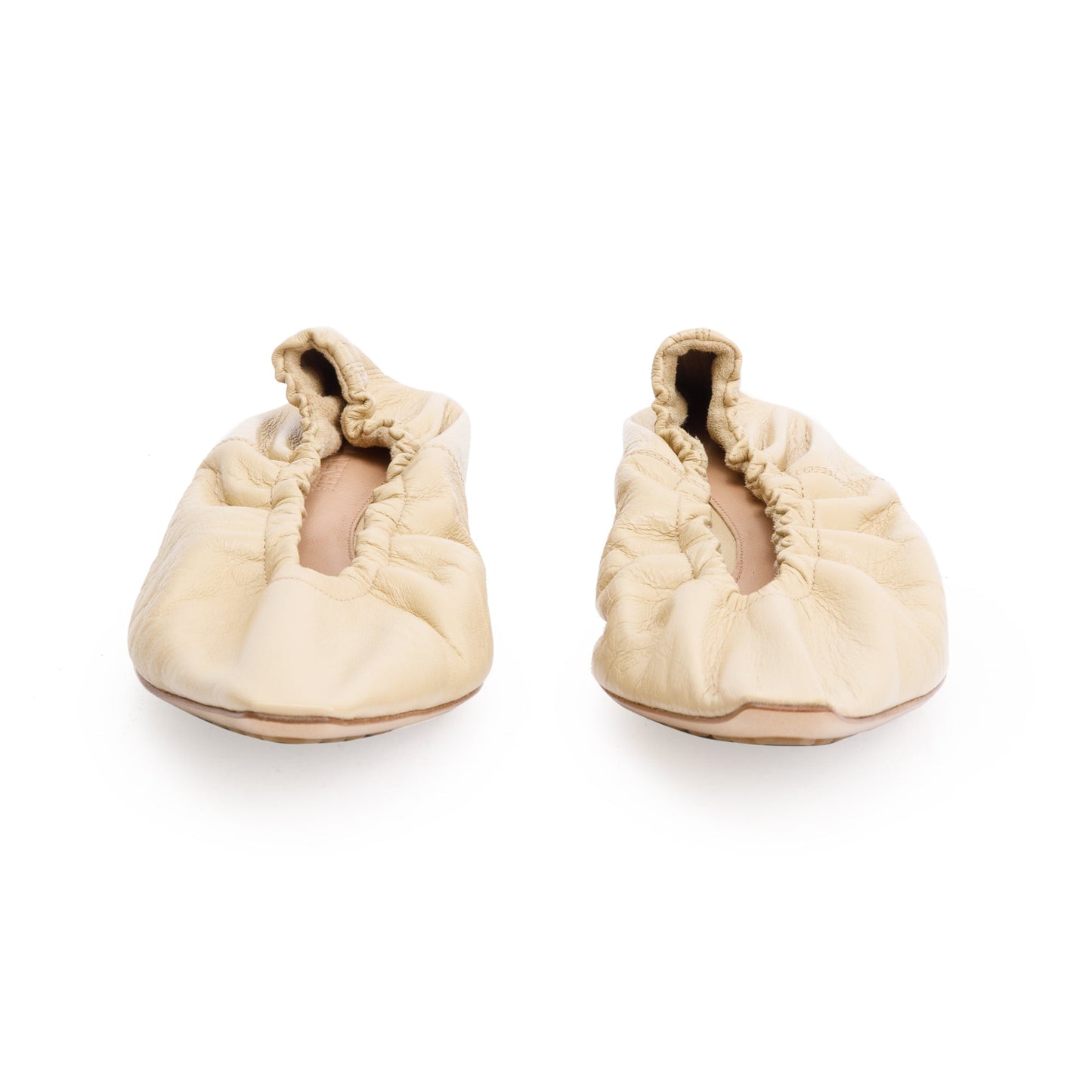 Bottega Veneta Beige Crush Nappa Leather Ballerina Flats, Size 38