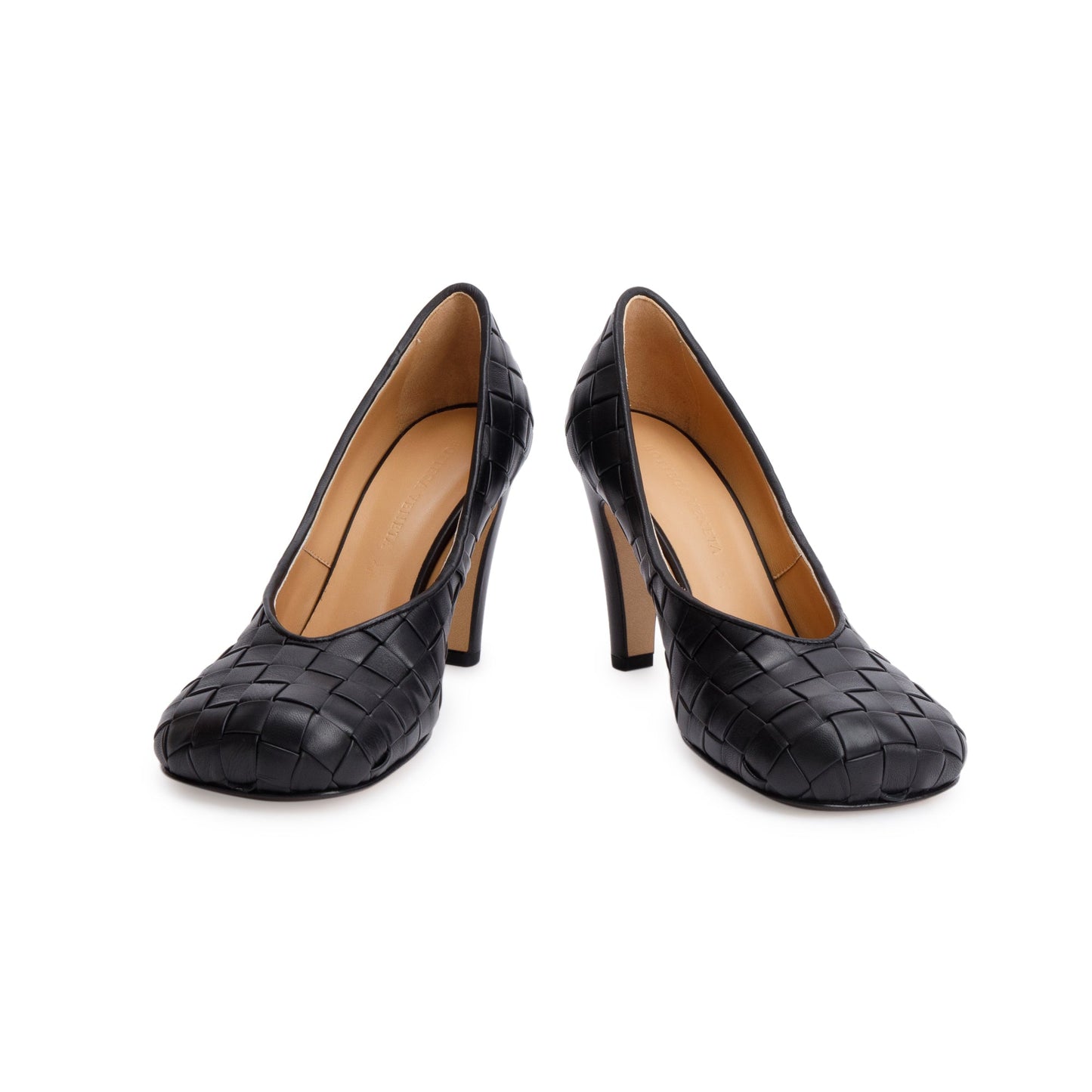 Bottega Veneta Black Intrecciato Nappa Leather Scarpa Tess Pumps, Size 38