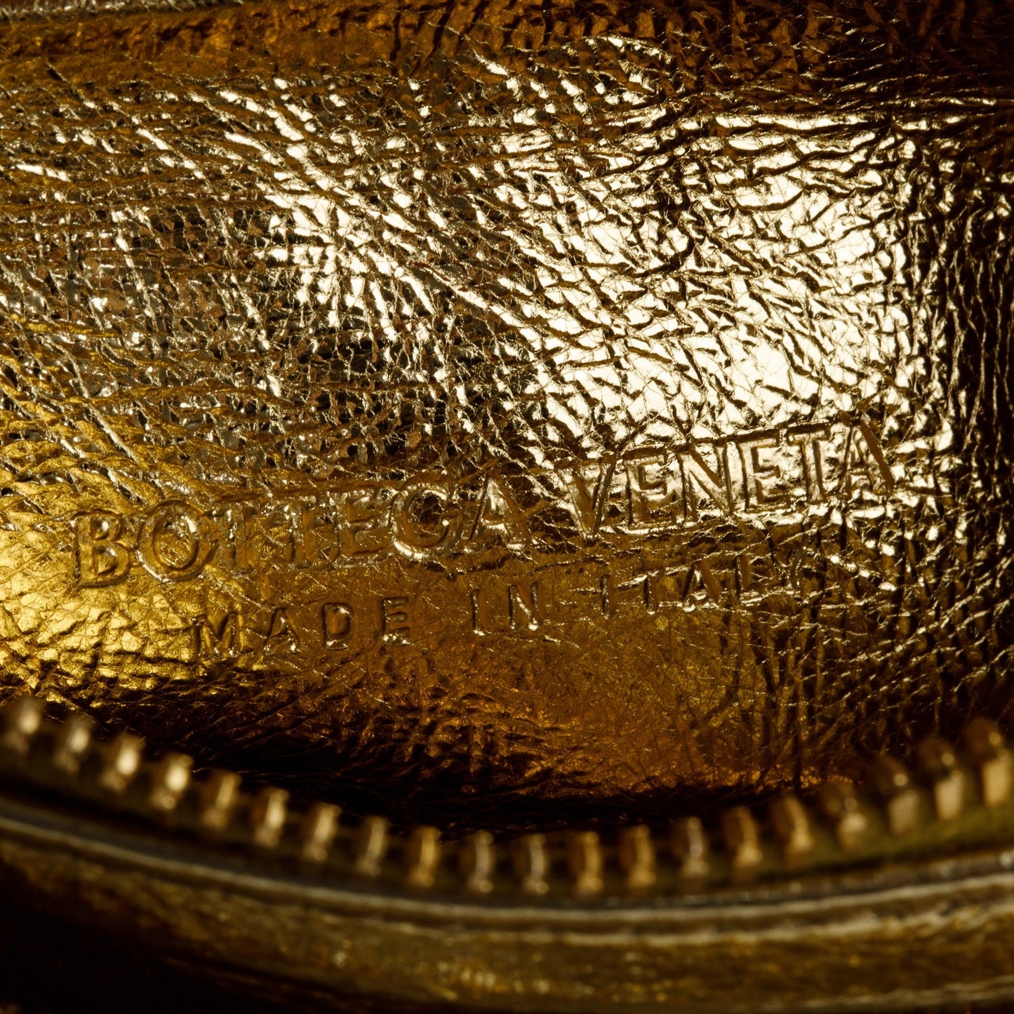 Bottega Veneta Gold/Silver Tubular Laminated Lambskin Leather Mini Jodie Bag