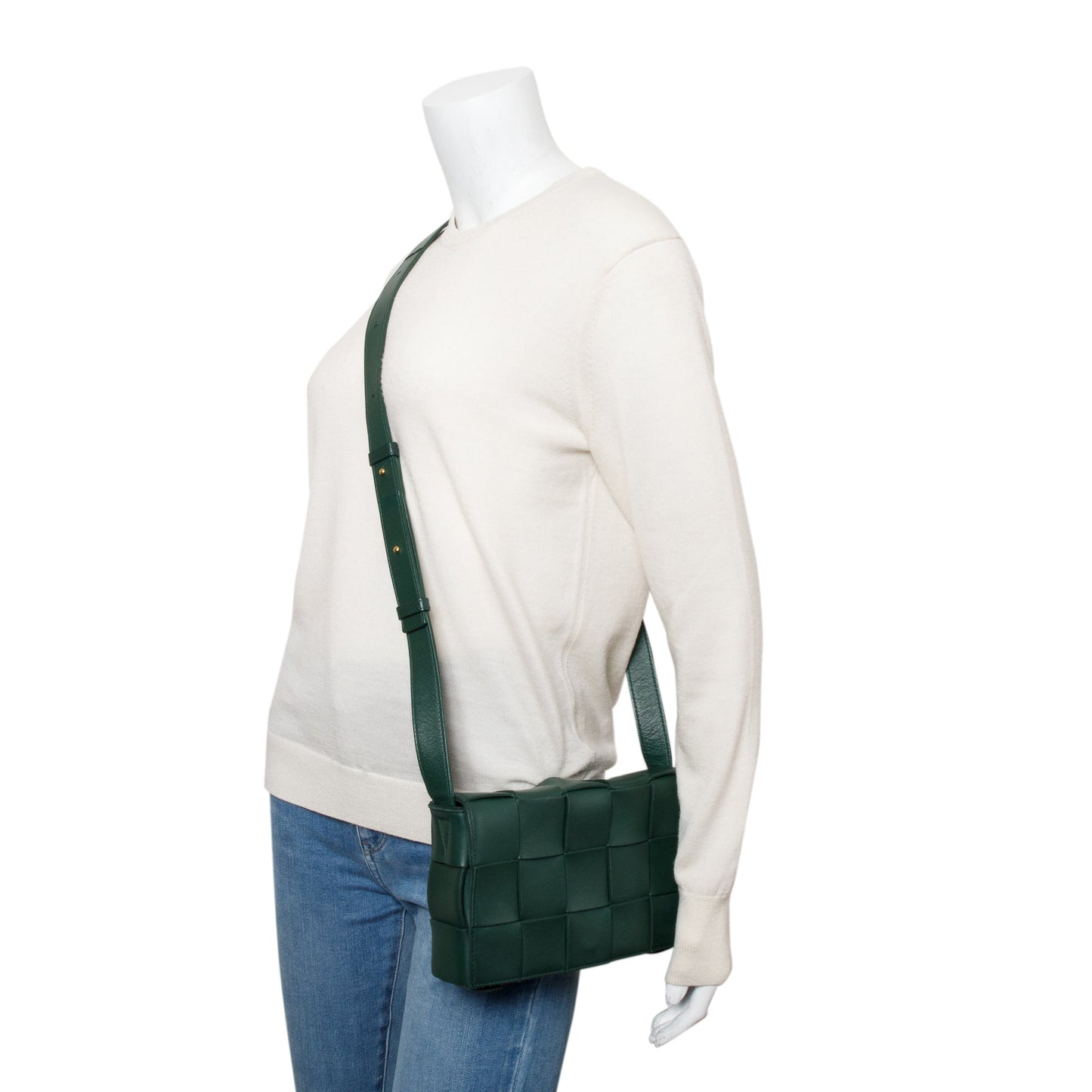 Bottega Veneta Green Intrecciato Lambskin Leather Classic Cassette Bag