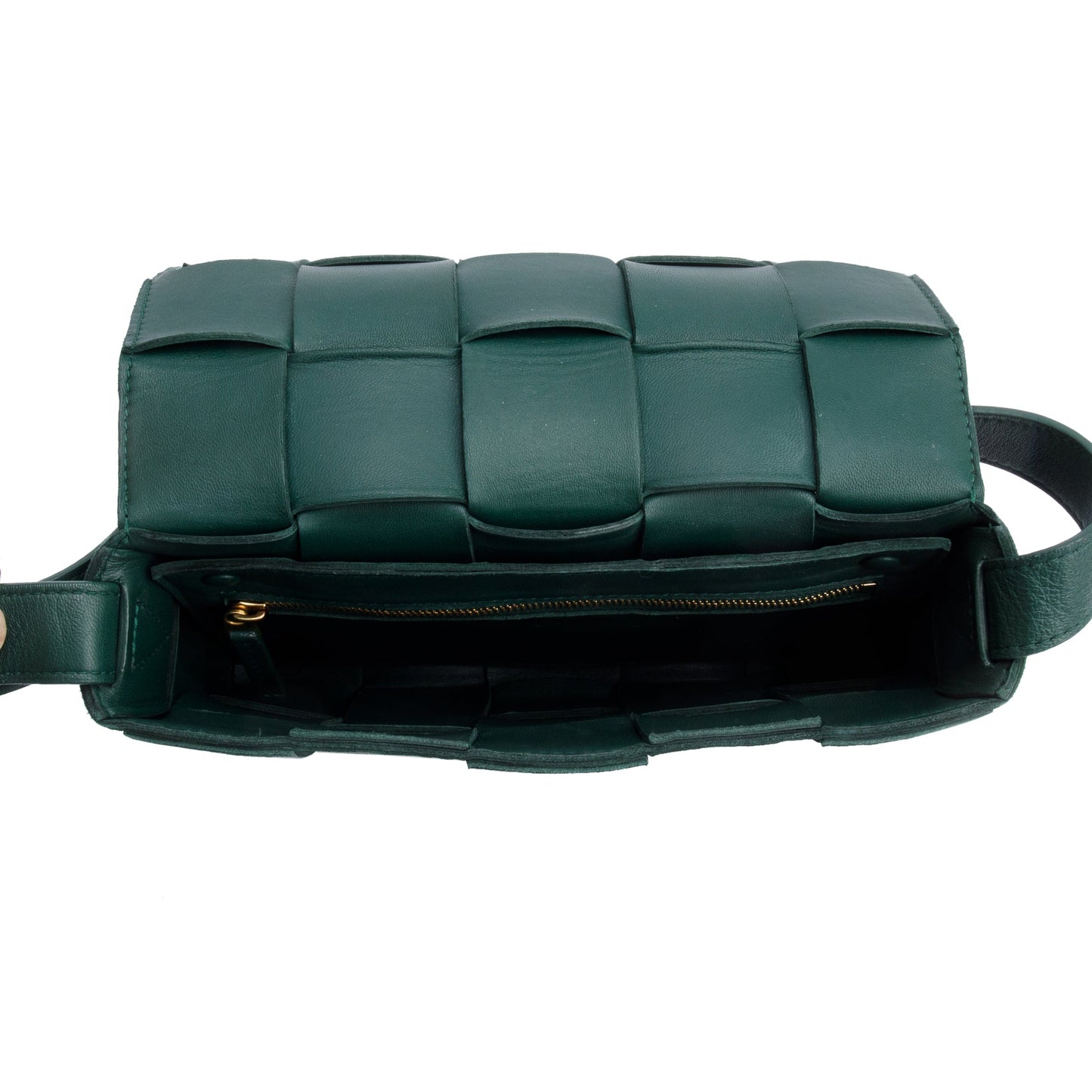 Bottega Veneta Green Intrecciato Lambskin Leather Classic Cassette Bag
