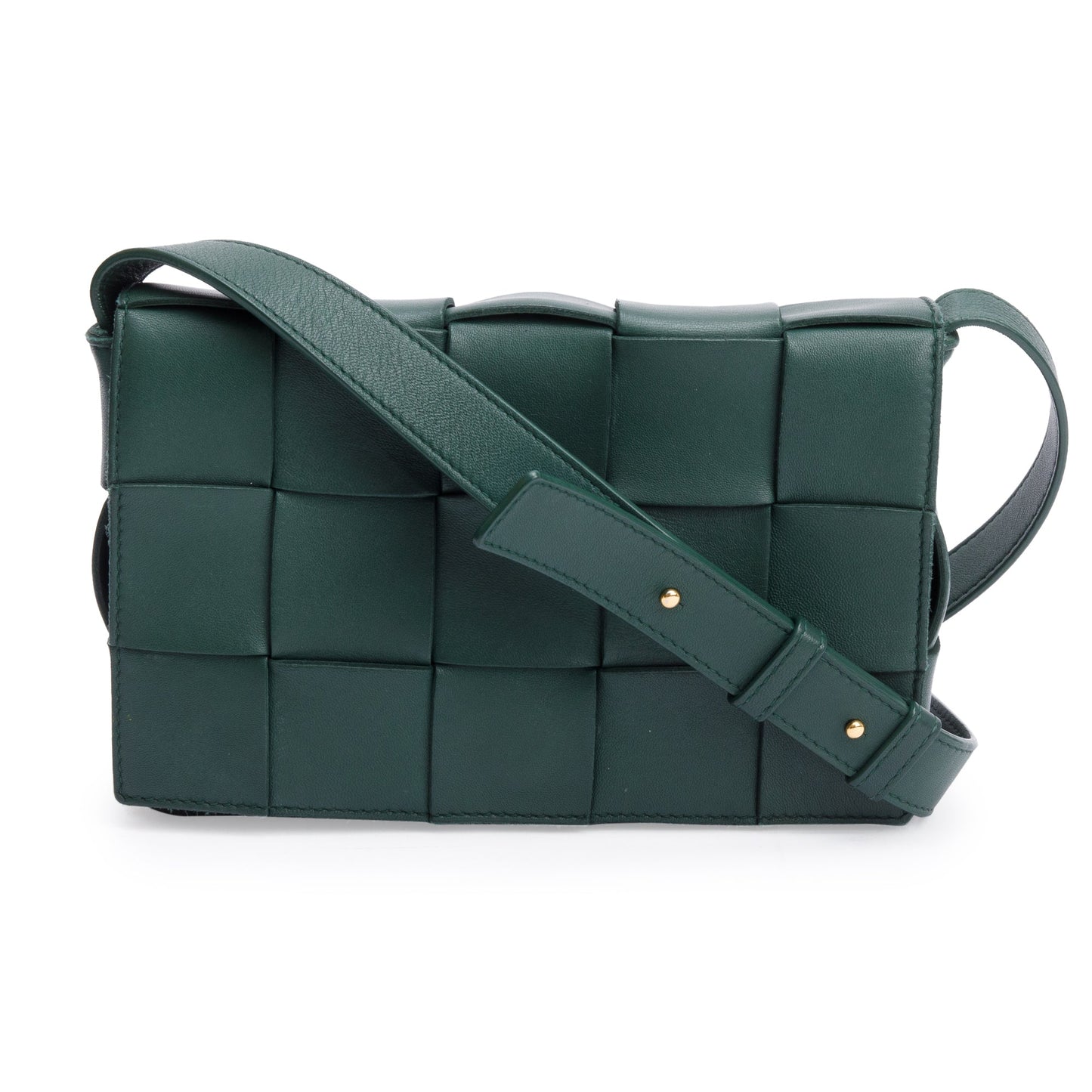 Bottega Veneta Green Intrecciato Lambskin Leather Classic Cassette Bag