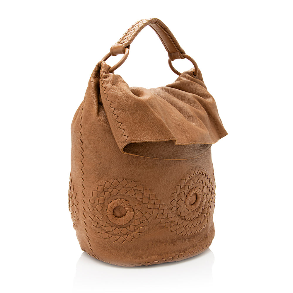 Luxury Bottega Veneta Intrecciato Cervo Oleander Shoulder Bag (SHF-20108)