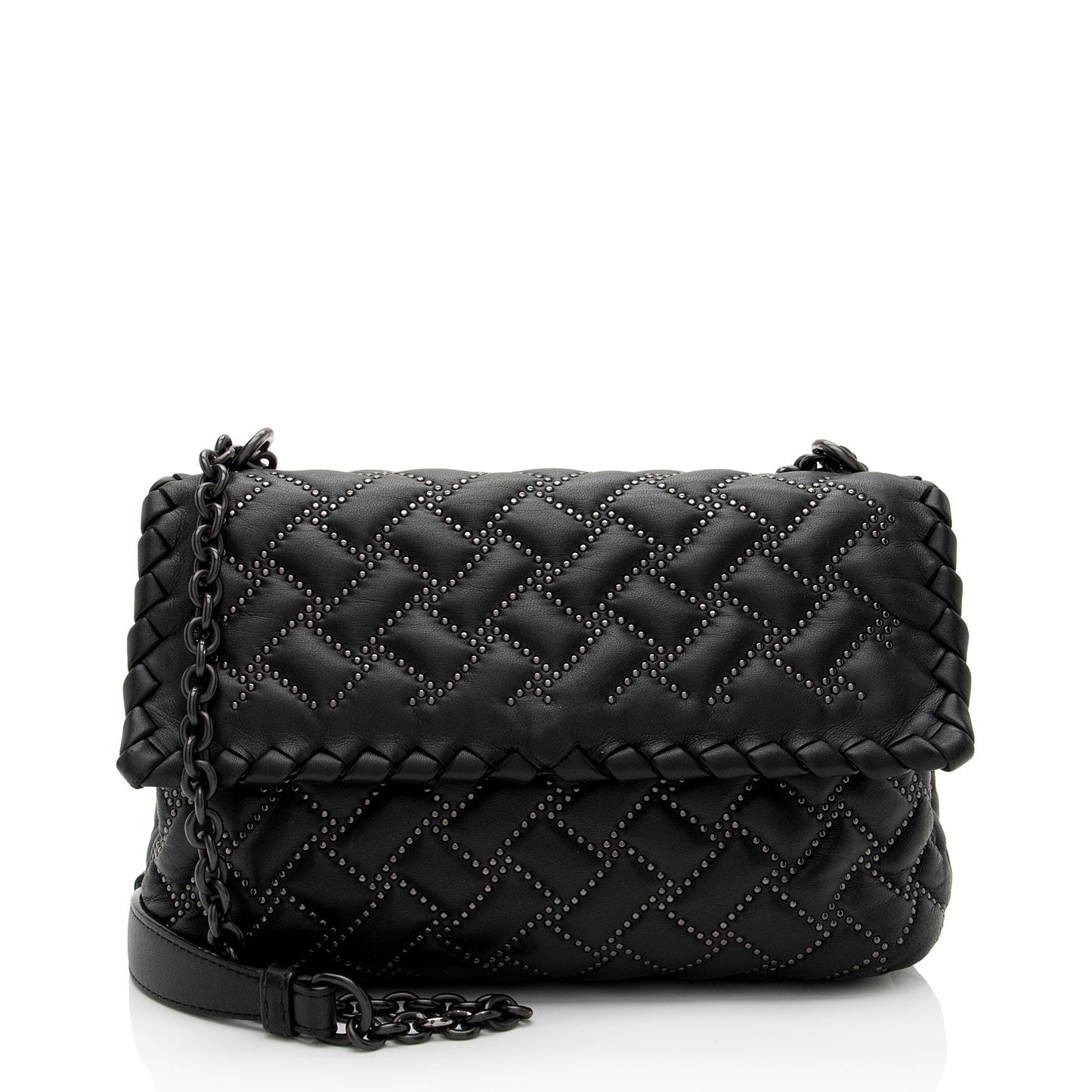 Luxury Bottega Veneta Intrecciato Microstud Olimpia Medium Shoulder Bag (SHF-1Fq6ti)