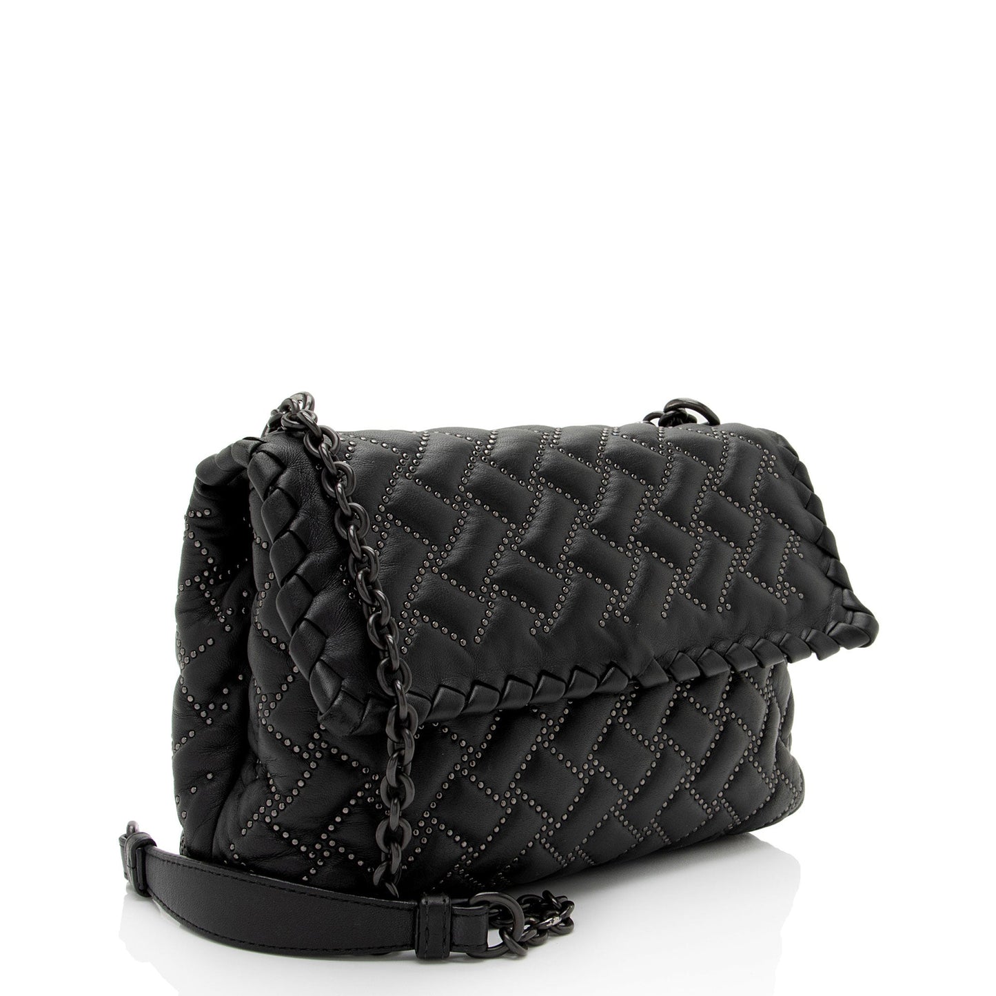 Luxury Bottega Veneta Intrecciato Microstud Olimpia Medium Shoulder Bag (SHF-1Fq6ti)