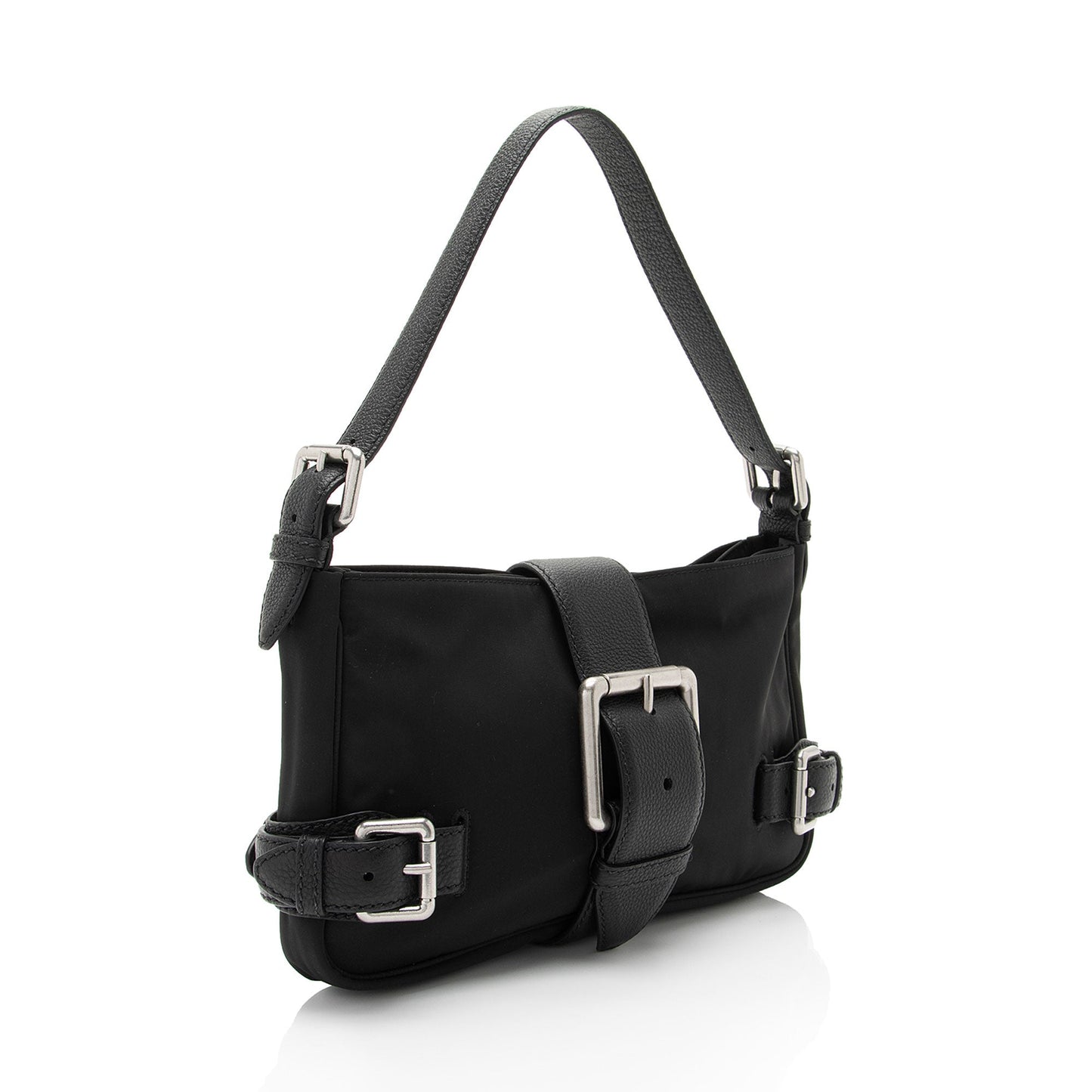 Luxury Bottega Veneta Nylon Calfskin Buckle Mini Shoulder Bag (SHF-uylolI)